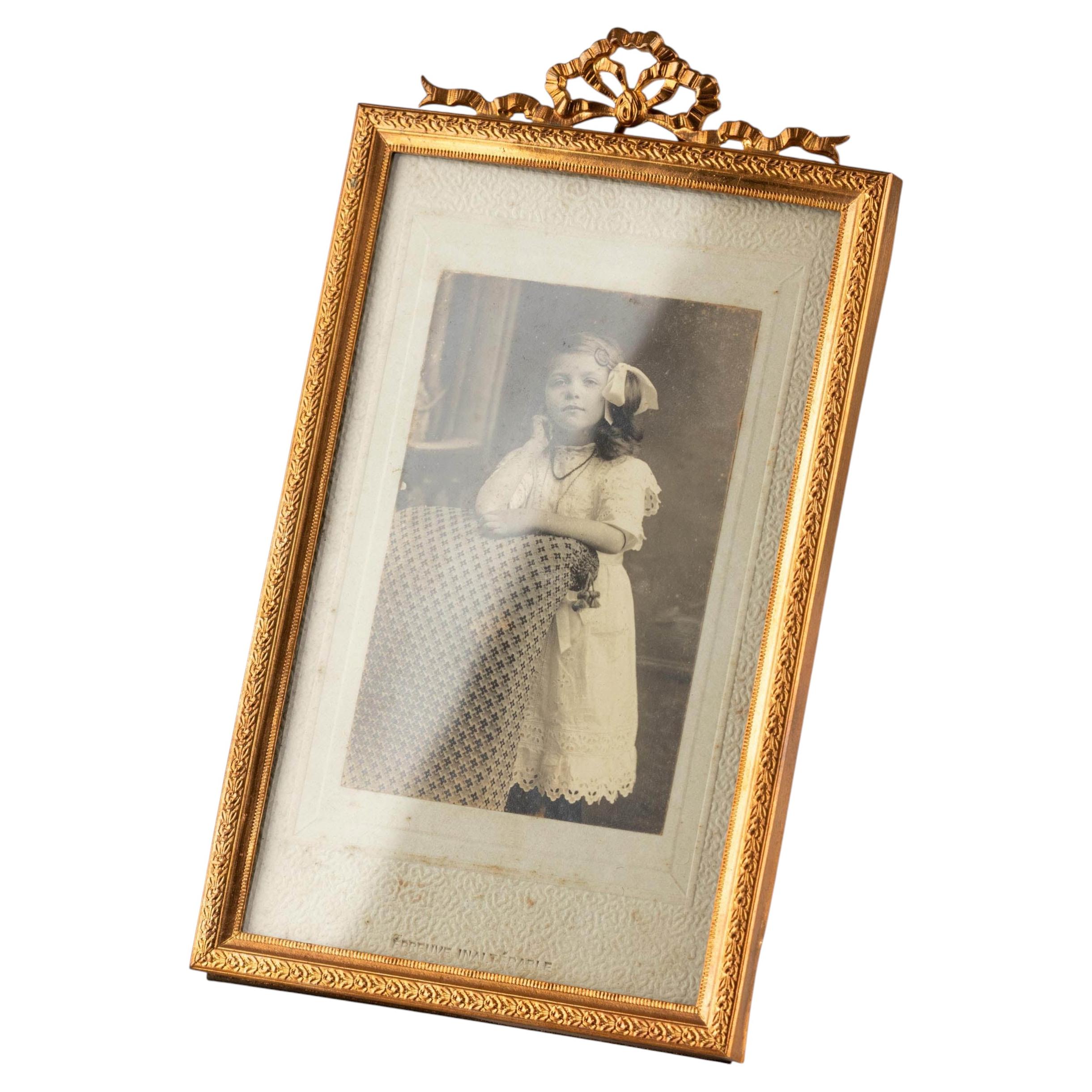 Antique French Louis XVI Decor Gold Gilt Bronze Photo Photograph Picture Frame (Cornice per foto)