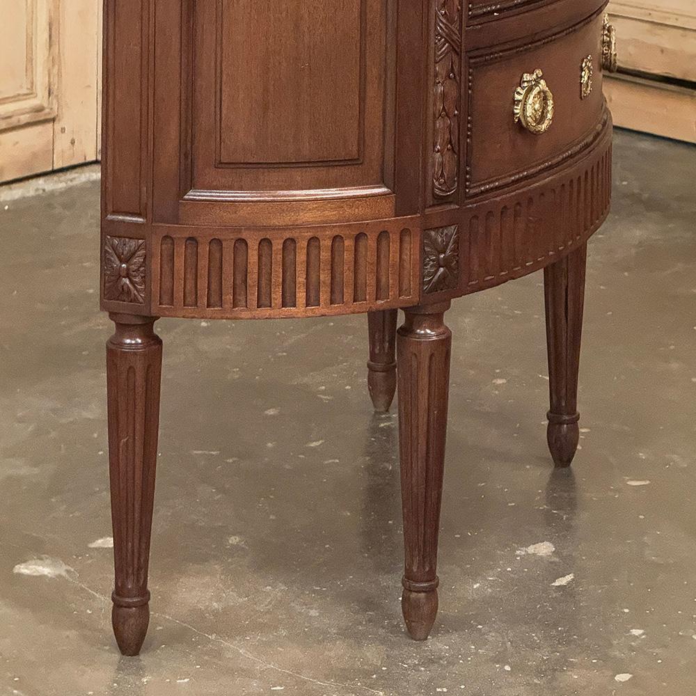 Antique French Louis XVI Demilune Commode with Onyx Top For Sale 5
