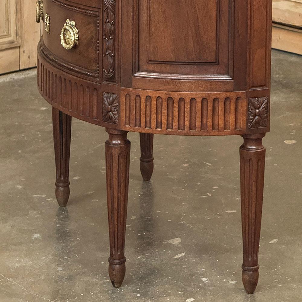 Antique French Louis XVI Demilune Commode with Onyx Top For Sale 7