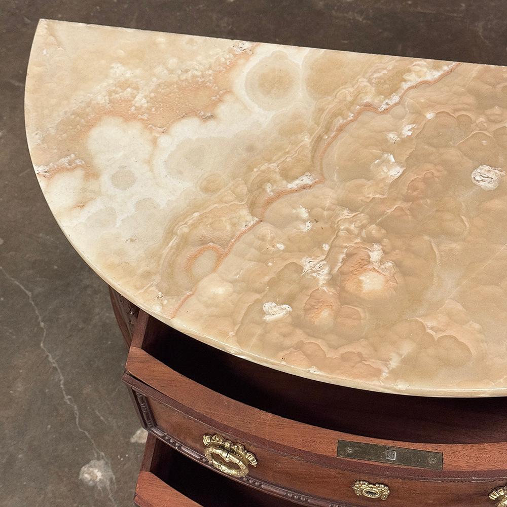 Antique French Louis XVI Demilune Commode with Onyx Top For Sale 10