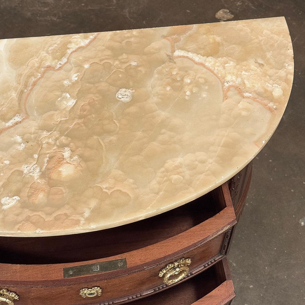 Antique French Louis XVI Demilune Commode with Onyx Top For Sale 11