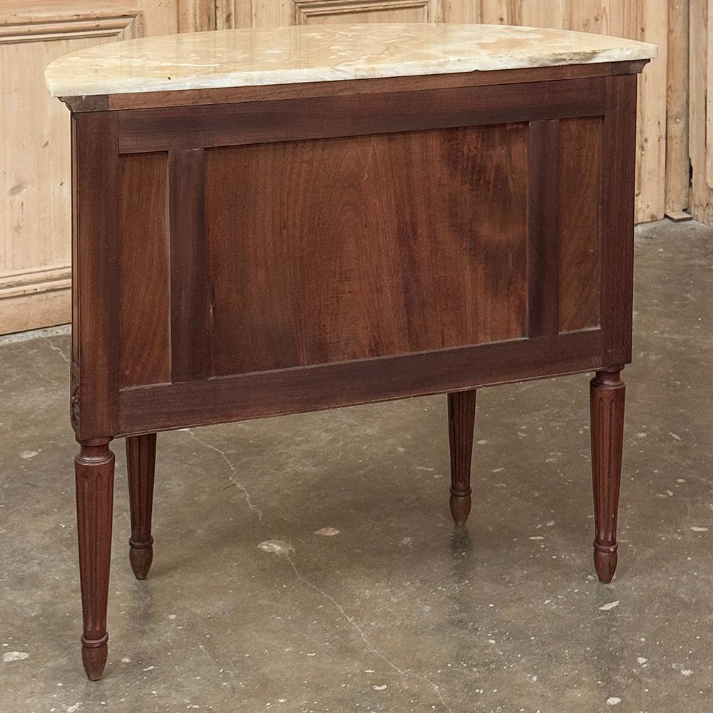 Antique French Louis XVI Demilune Commode with Onyx Top For Sale 12