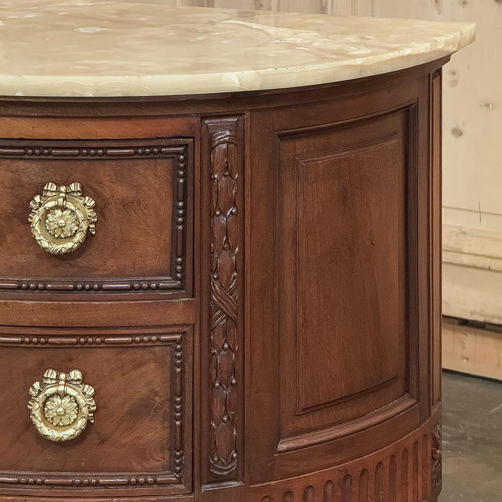 Antique French Louis XVI Demilune Commode with Onyx Top For Sale 1