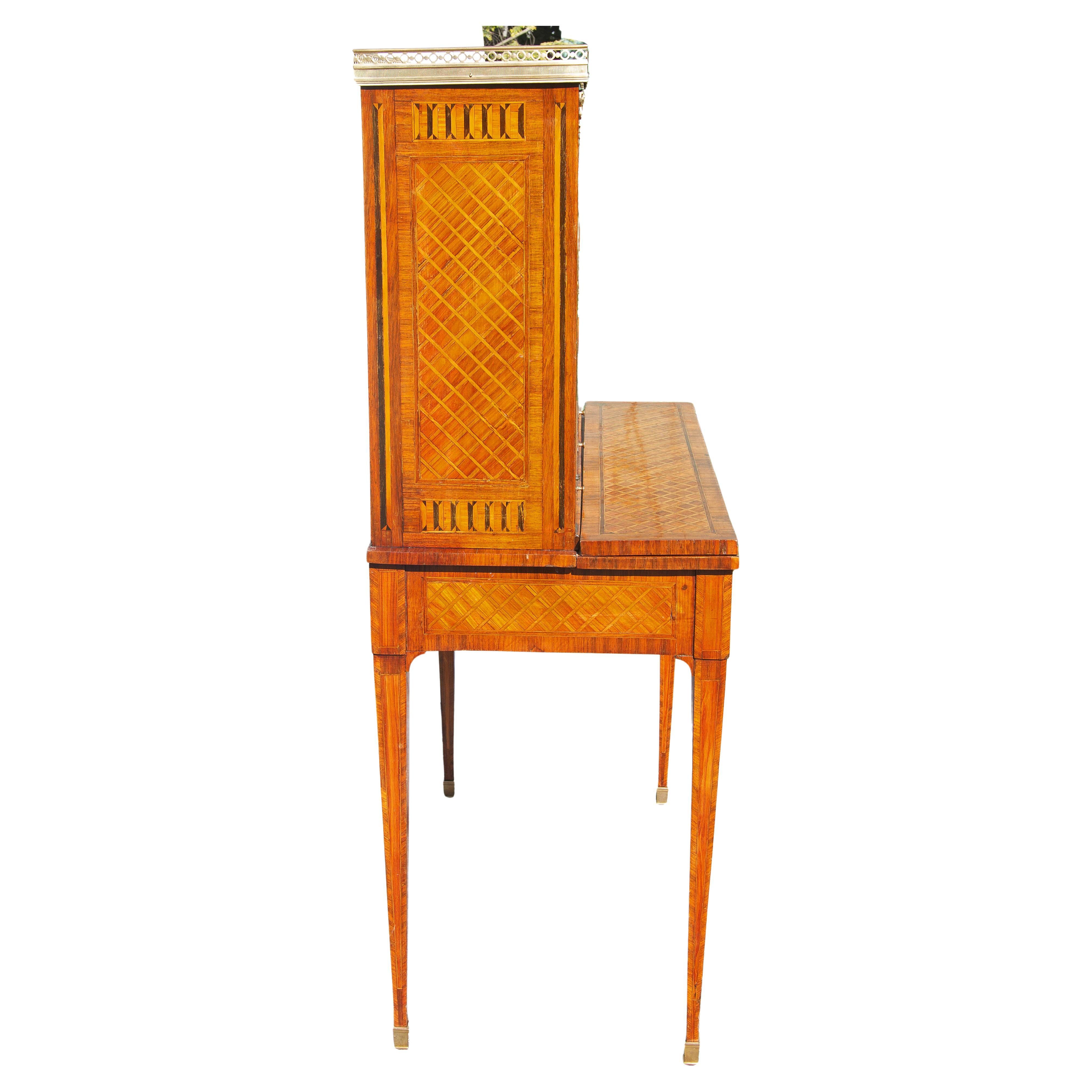 Antique French Louis XVI Desk Cabinet Fine Kingwood Parquetry en venta 1