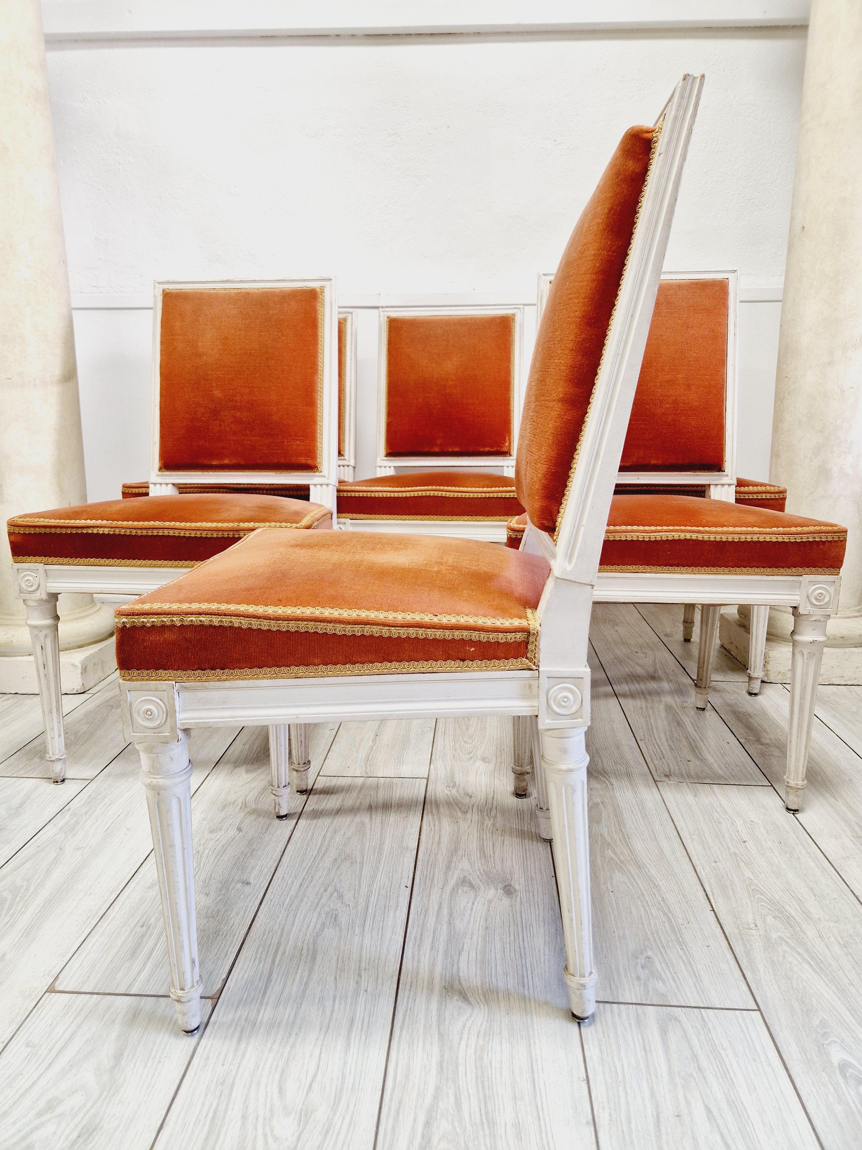 Carved Antique French Louis XVI Dining Chairs For Sale