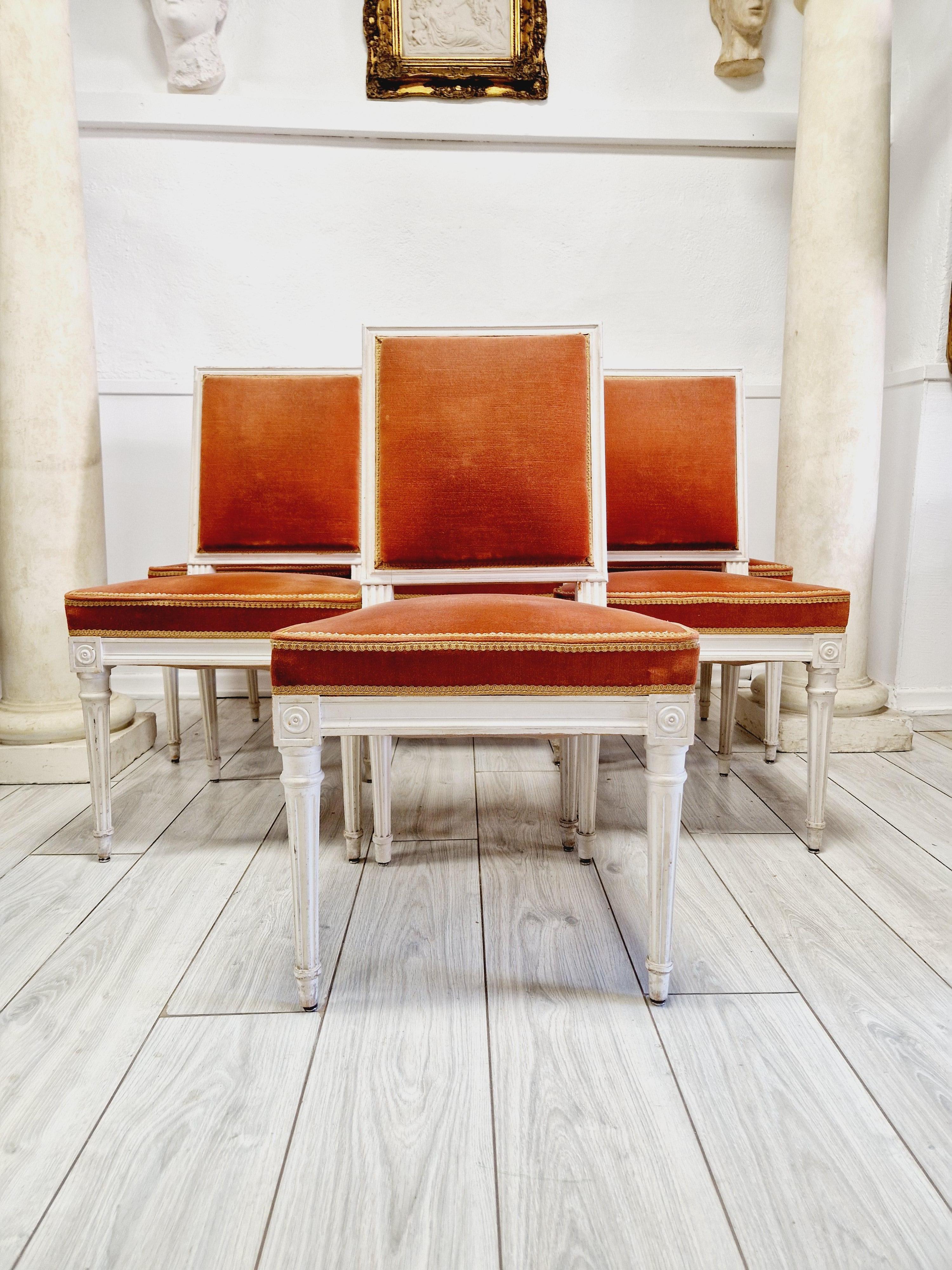 Wood Antique French Louis XVI Dining Chairs For Sale
