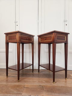 Antique French Louis XVI Directoire Coppia di Comodini, Tavolini