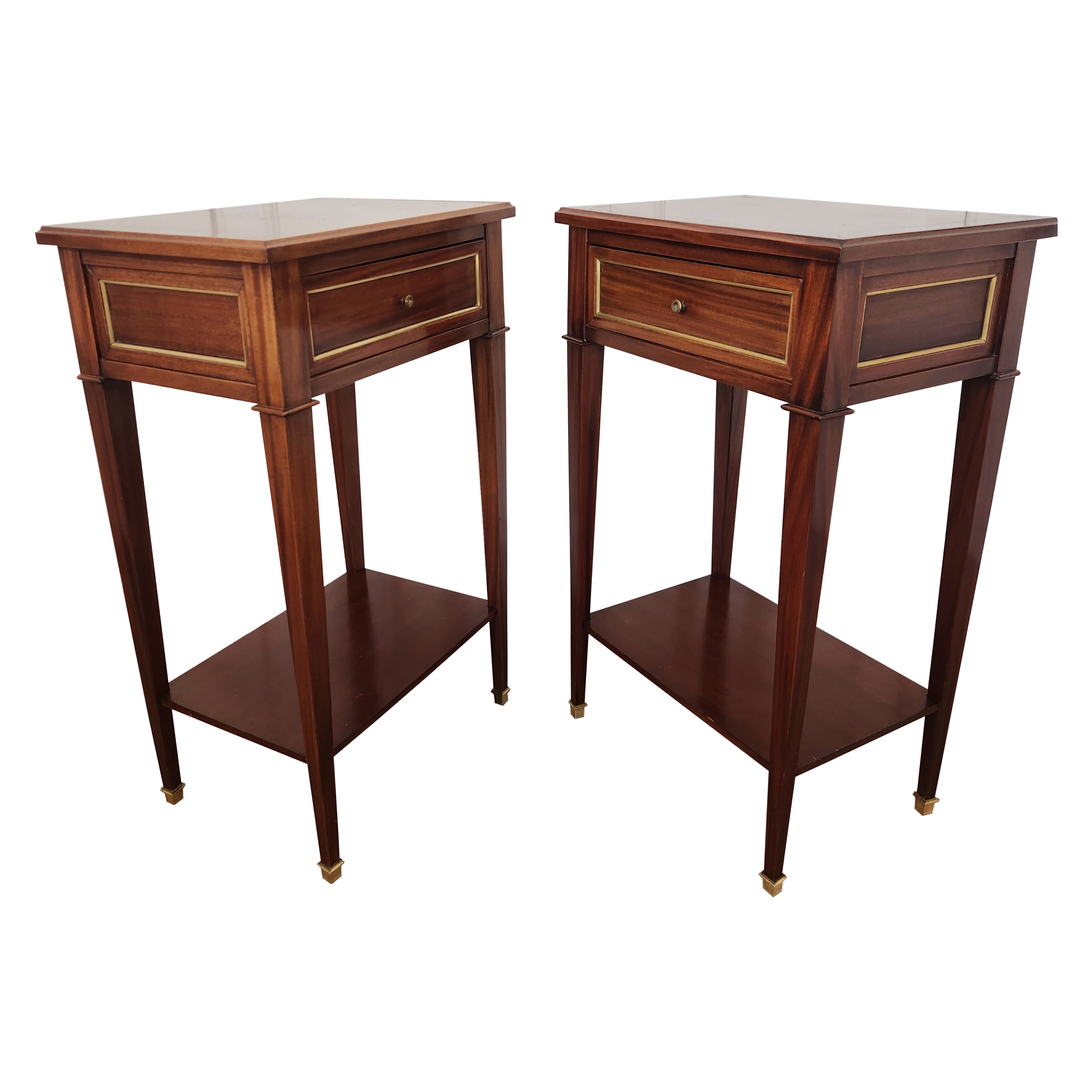 Antique French Louis XVI Directoire Pair Of Nightstands, Side Tables
