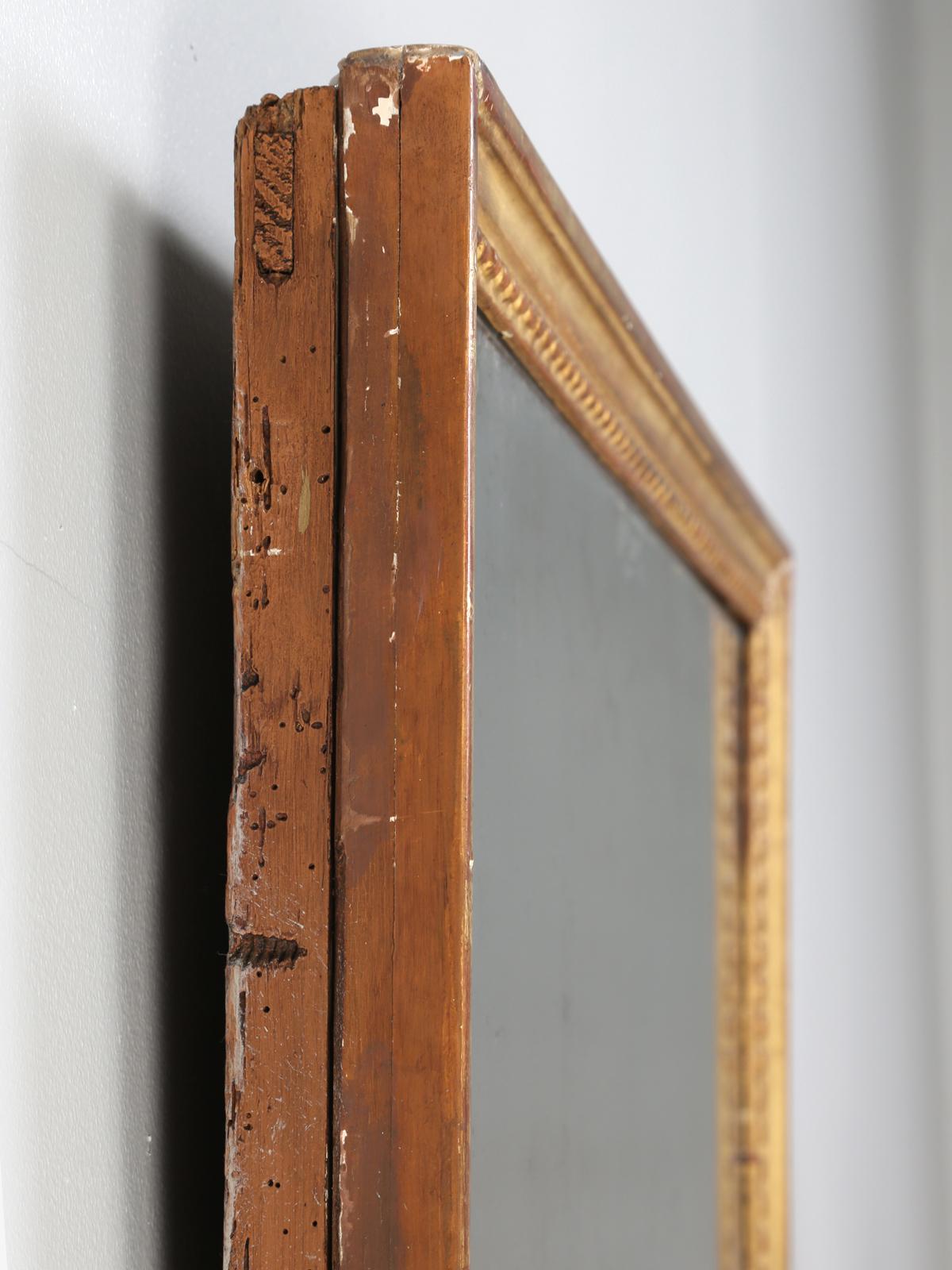 Antique French Louis XVI Epoque Gilded Frame with Original Two-Piece Mirror 11
