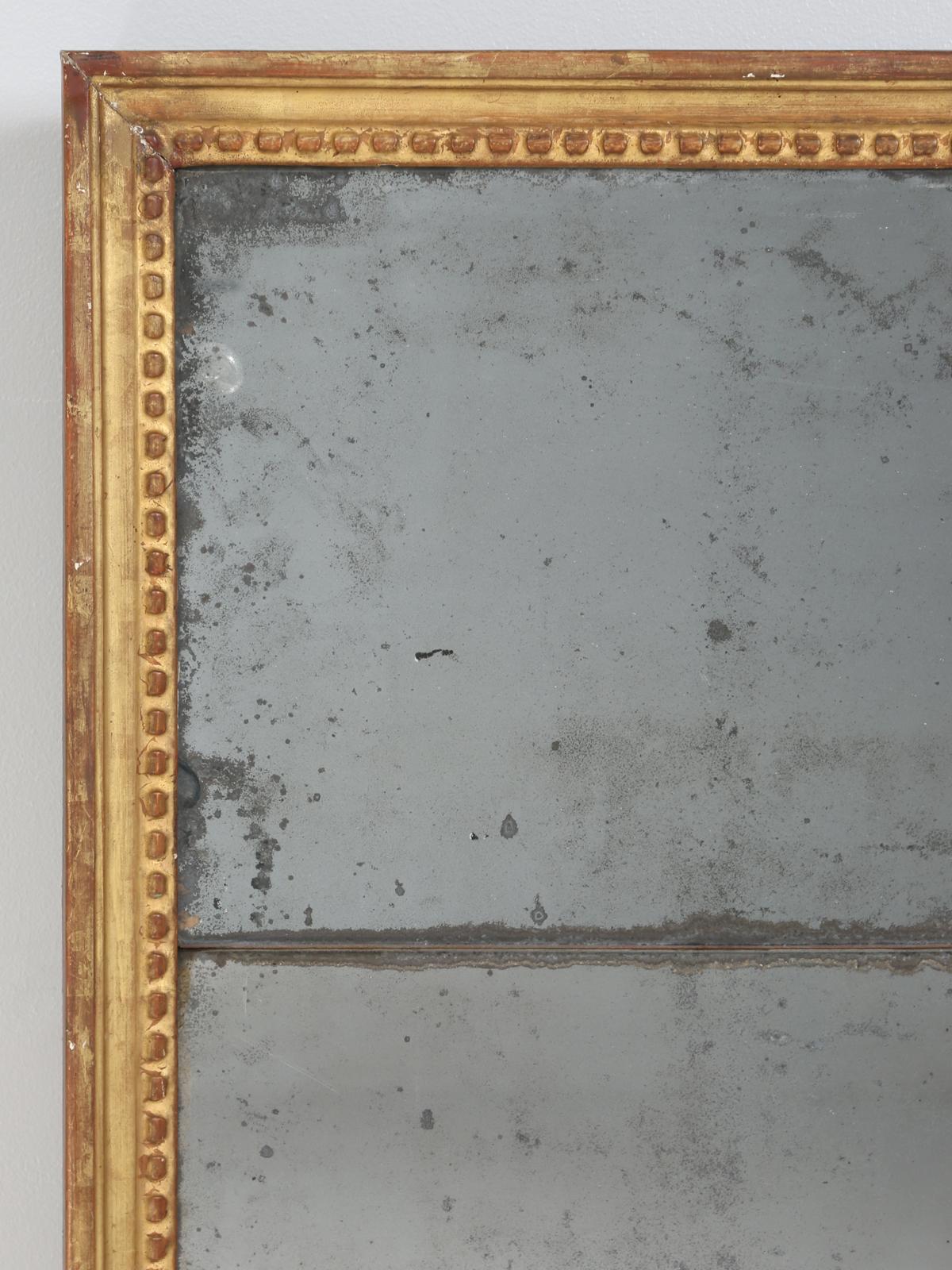 Early 18th Century Antique French Louis XVI Epoque Gilded Frame with Original Two-Piece Mirror