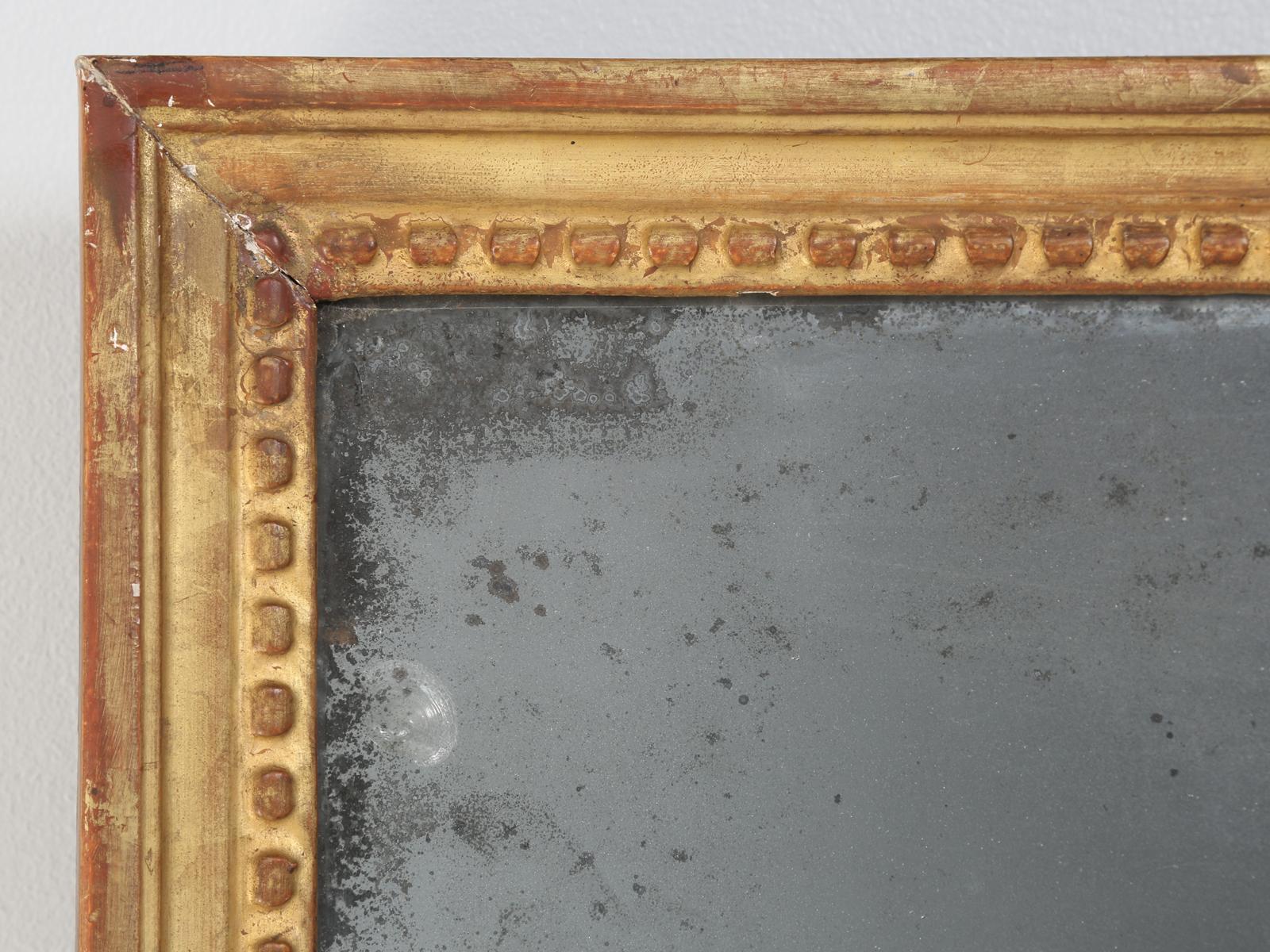 Antique French Louis XVI Epoque Gilded Frame with Original Two-Piece Mirror 1