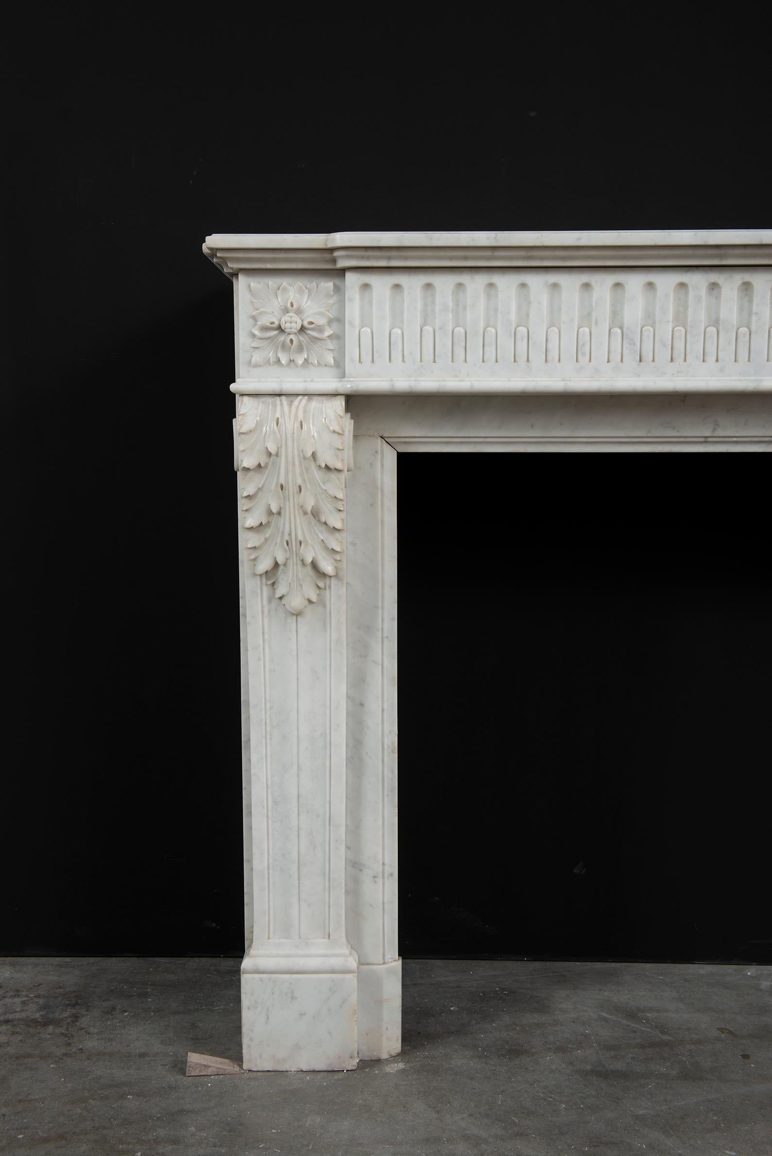 Marble Antique French Louis XVI Fireplace Mantel