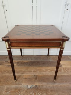 Antique French Louis XVI Tavolo da gioco, scacchi, backgammon e carte