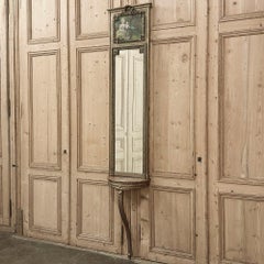 Antique French Louis XVI Gilded Marble Top Console with Trumeau