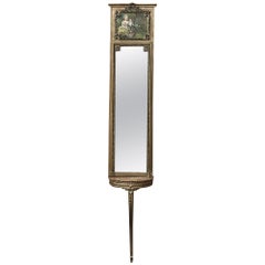 Antique French Louis XVI Gilded Marble Top Console with Trumeau