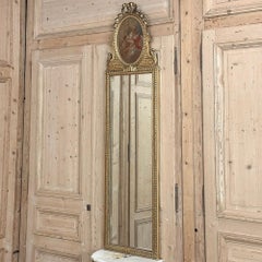 Antique French Louis XVI Gilded Trumeau Mirror