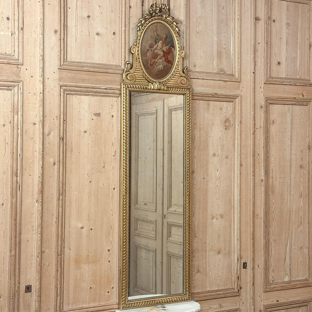Francese Antique French Luigi XVI specchio Trumeau dorato in vendita