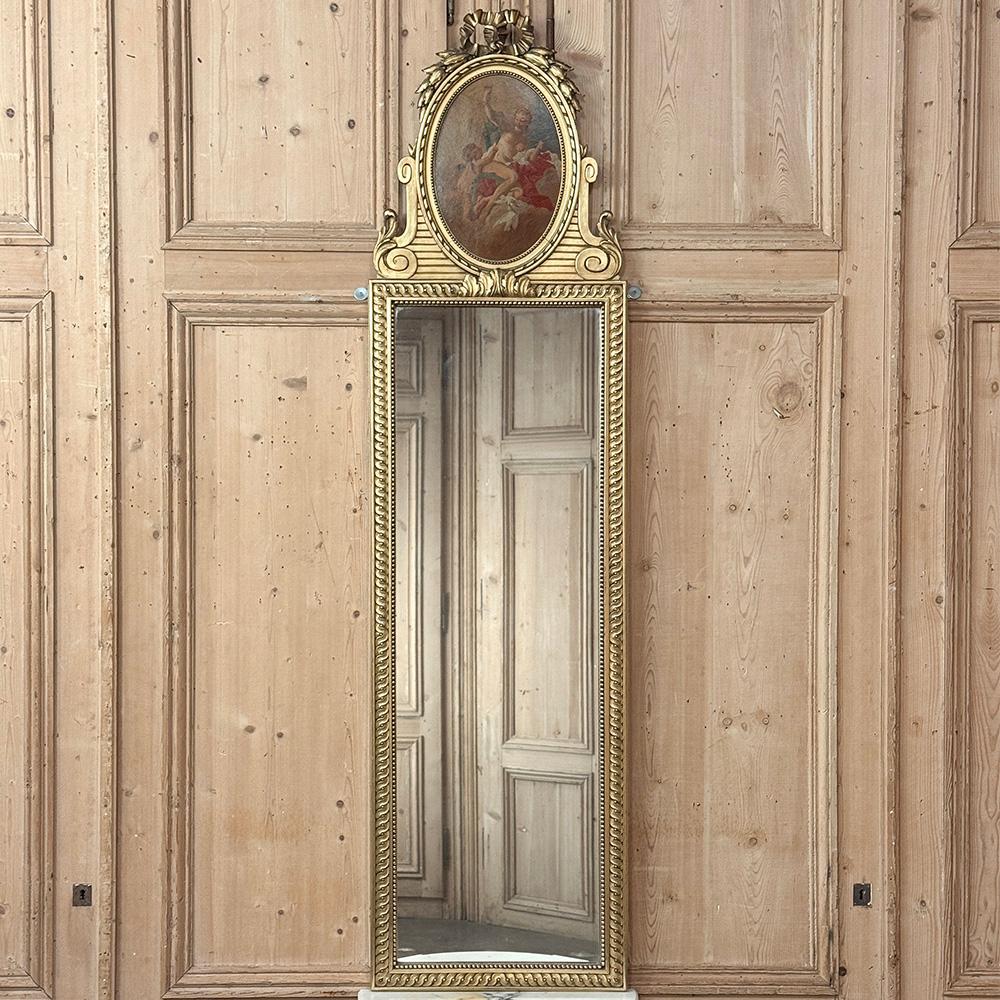 Antique French Luigi XVI specchio Trumeau dorato In condizioni buone in vendita a Dallas, TX