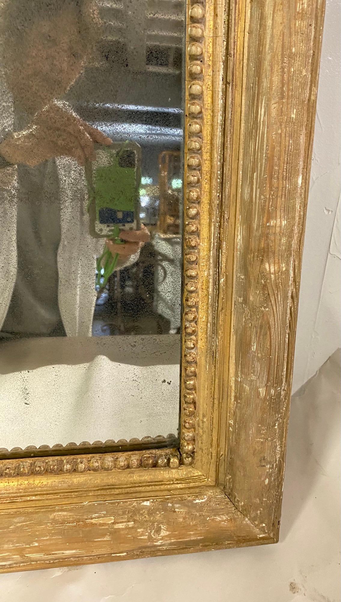 European Antique French Louis XVI Gilt and Gesso Mirror For Sale