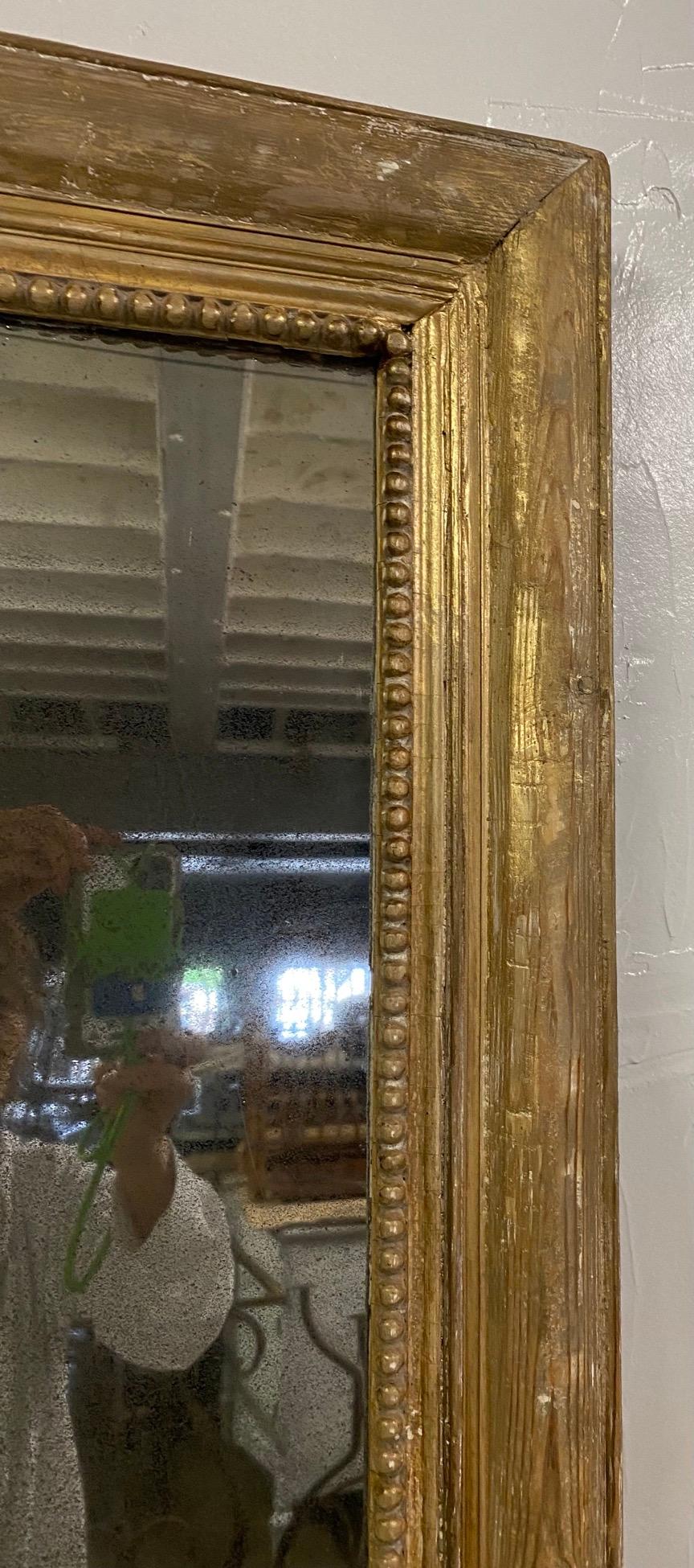 Hand-Crafted Antique French Louis XVI Gilt and Gesso Mirror For Sale