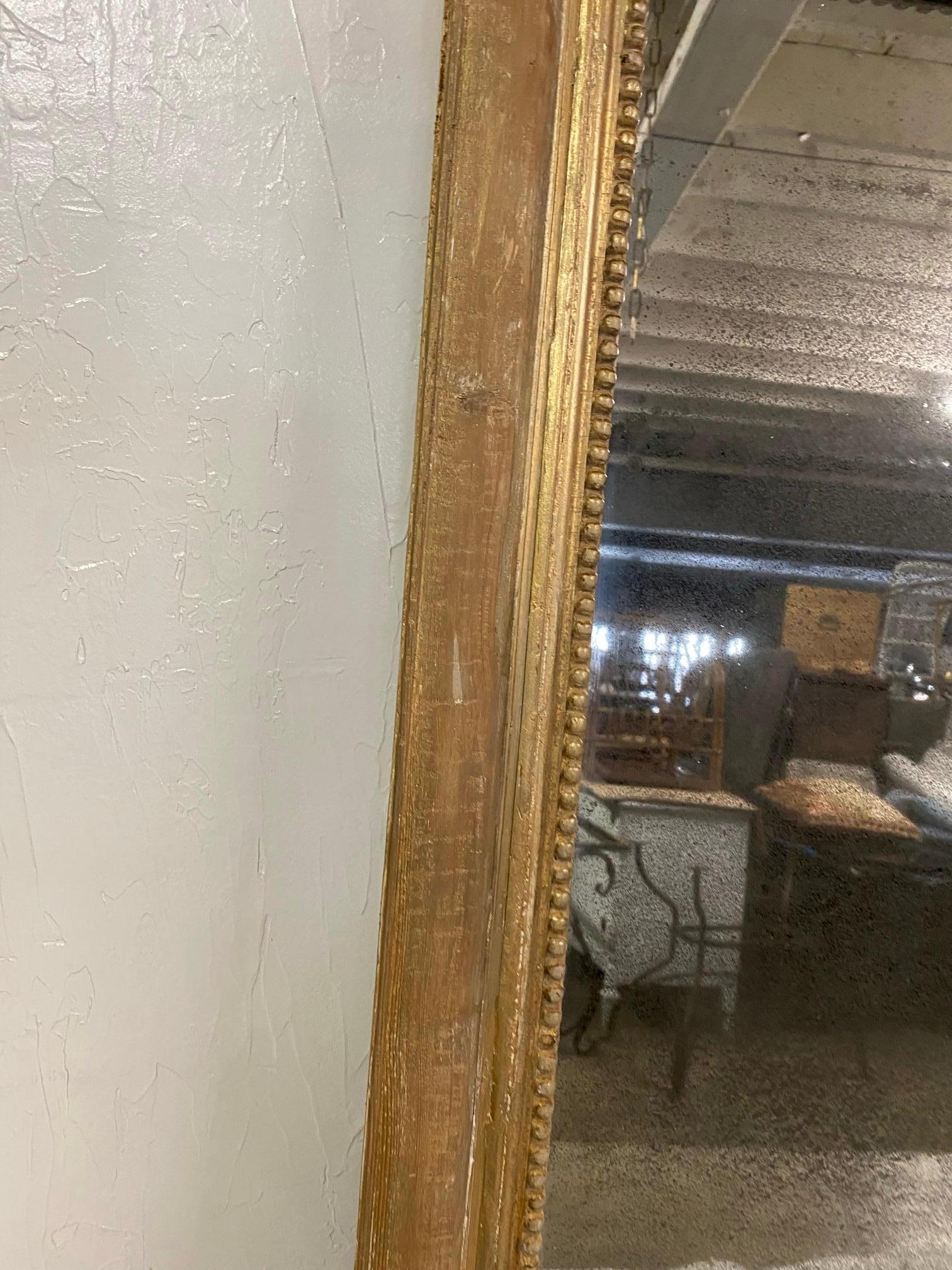 Antique French Louis XVI Gilt and Gesso Mirror For Sale 1
