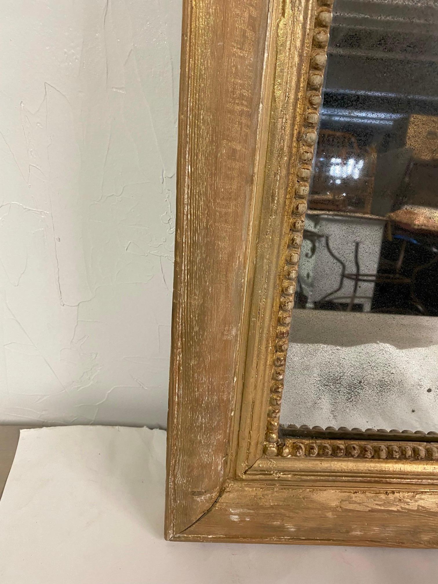 Antique French Louis XVI Gilt and Gesso Mirror For Sale 2