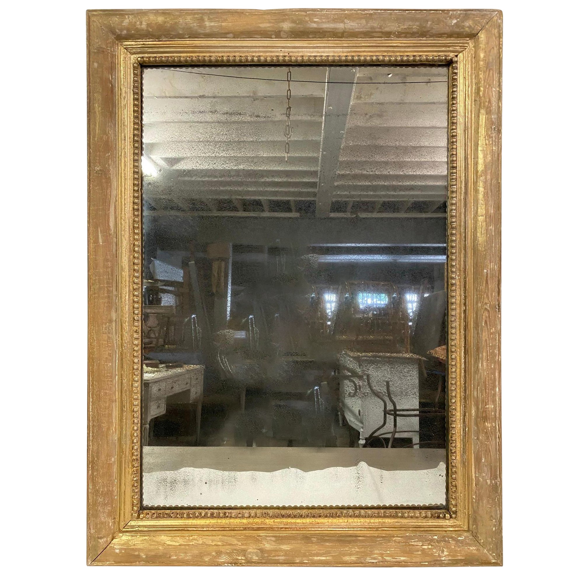Antique French Louis XVI Gilt and Gesso Mirror For Sale