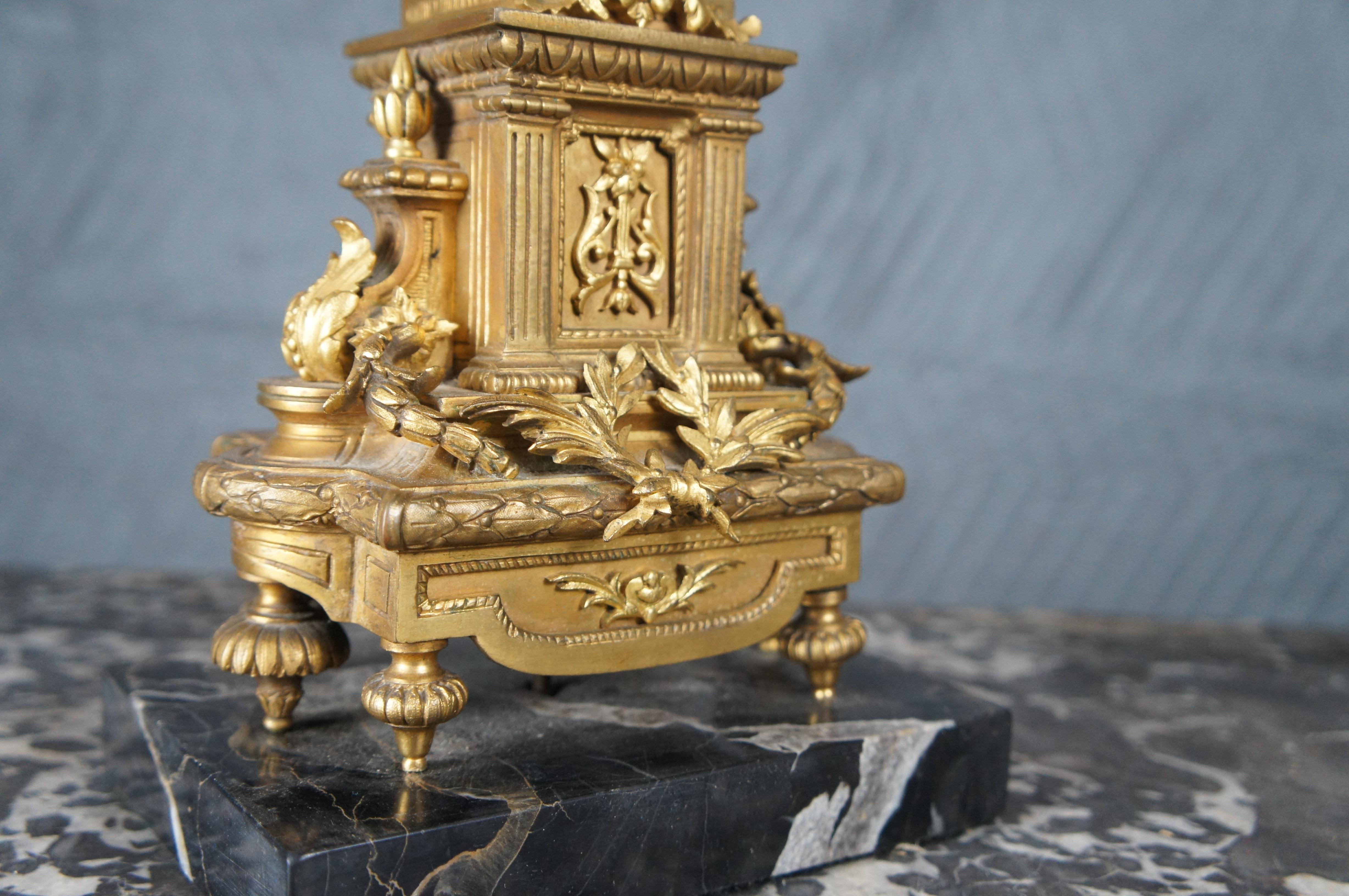 Lampe de bureau française ancienne Louis XVI à 4 bras convertis en laiton doré en vente 5