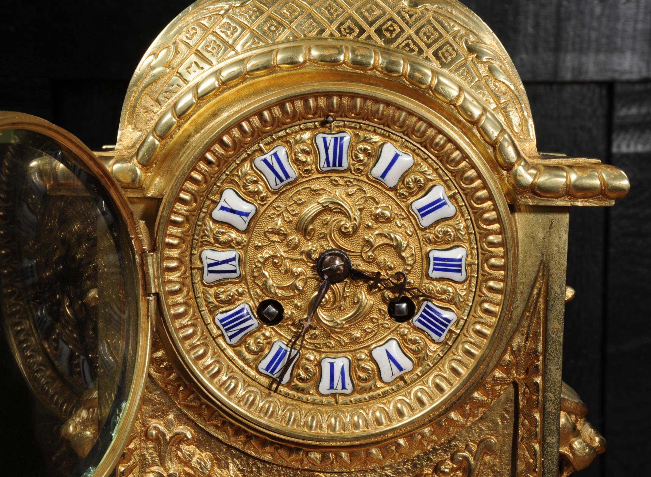 Antique French Louis XVI Gilt Bronze Clock 8