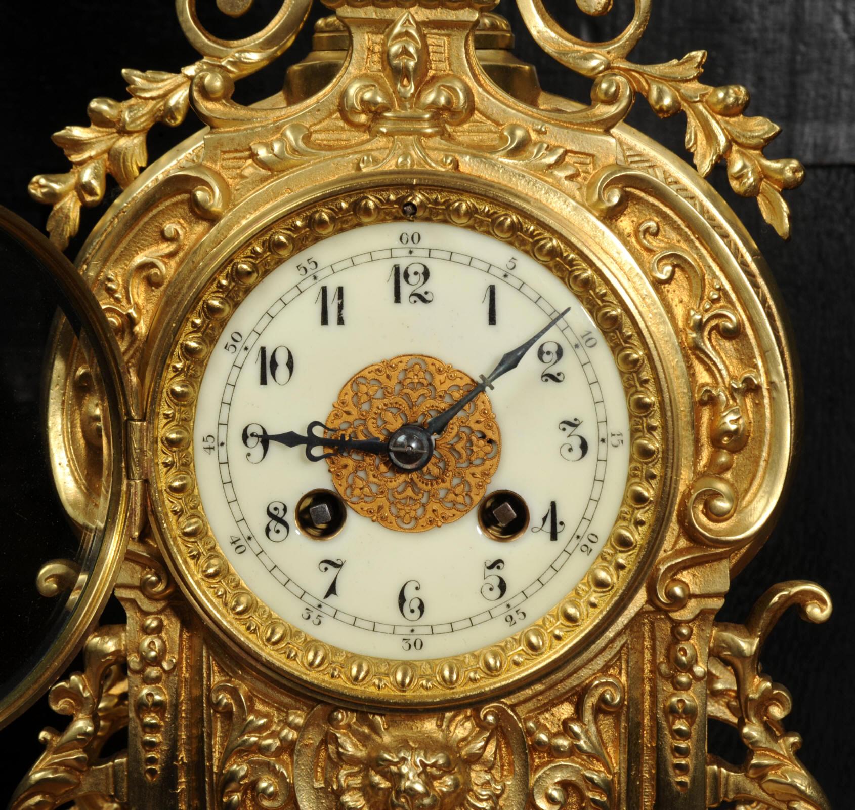 Antique French Louis XVI Gilt Bronze Clock 12