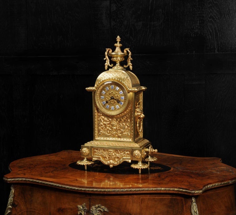 Antique French Louis XVI Gilt Bronze Clock In Good Condition In Belper, Derbyshire