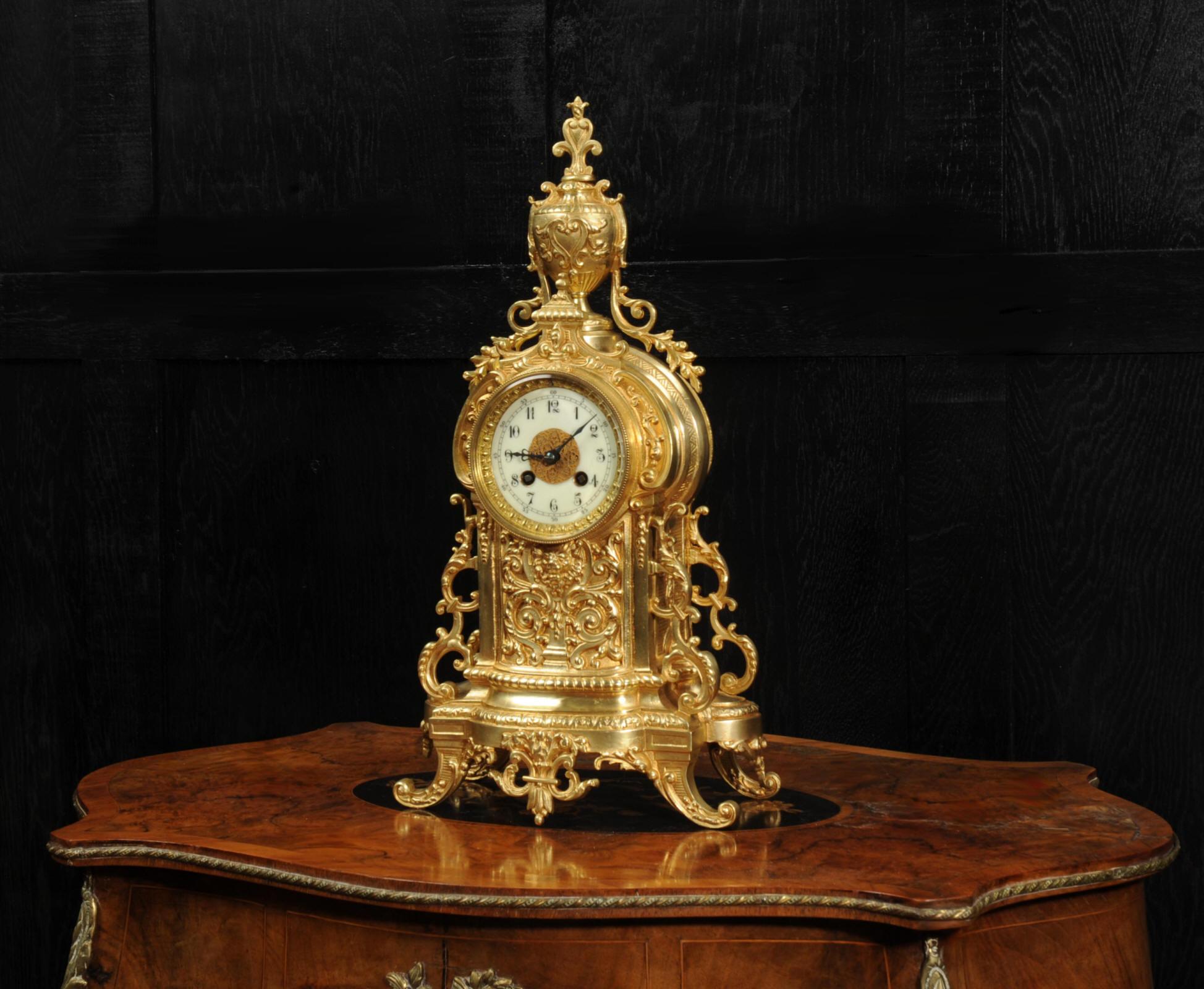 Antique French Louis XVI Gilt Bronze Clock In Good Condition In Belper, Derbyshire
