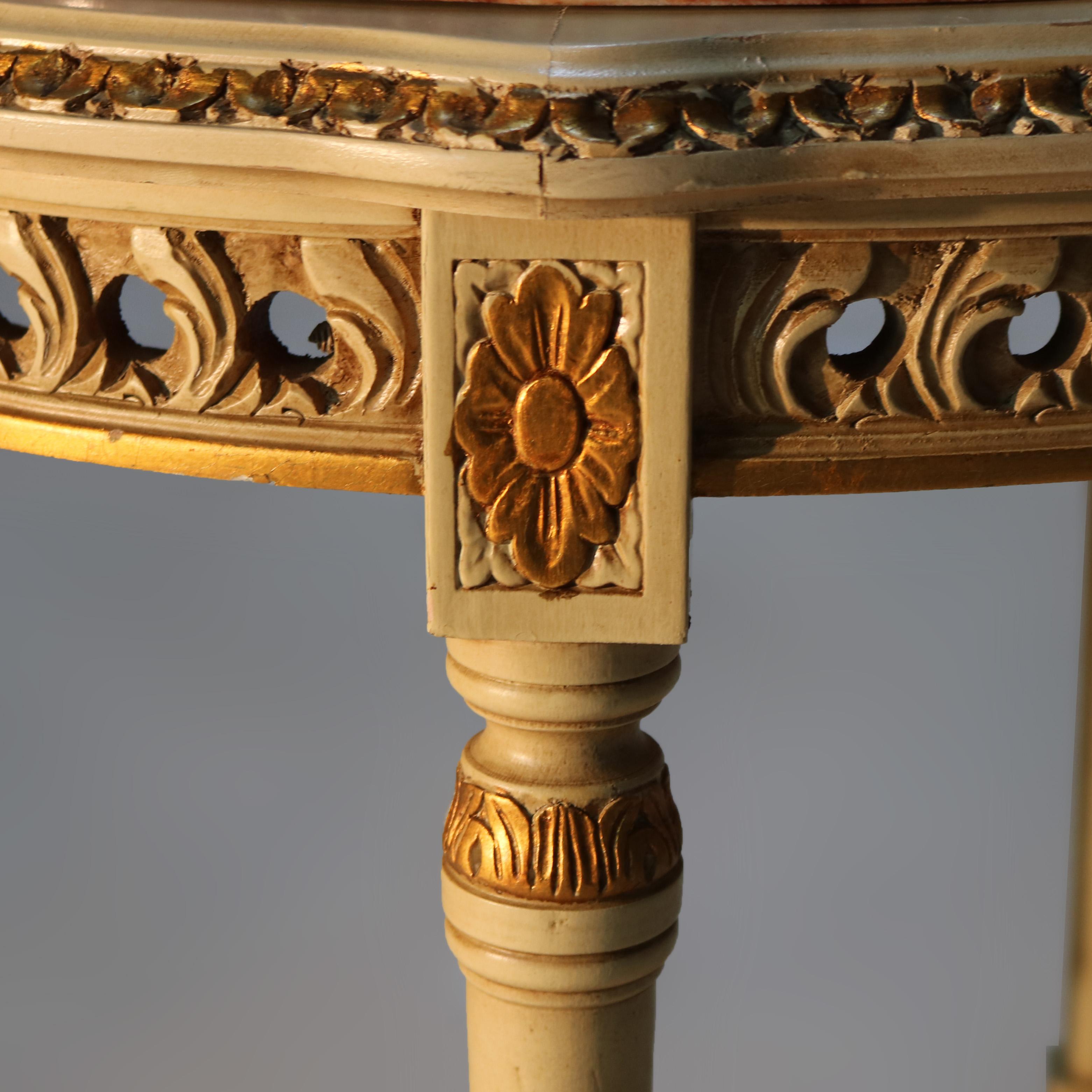 Antique French Louis XVI Gilt Wood & Rouge Marble Stand c1930 en venta 5