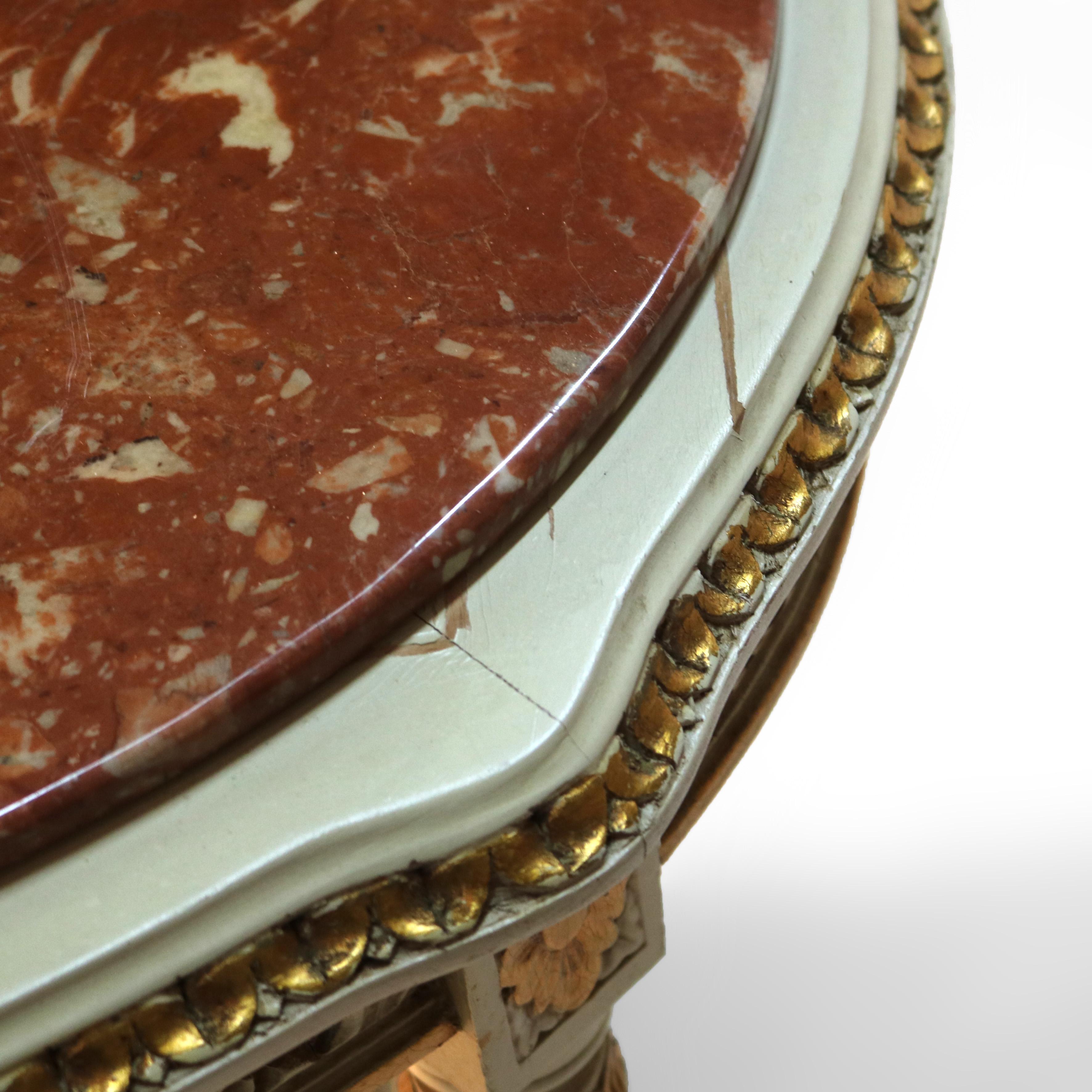Antique French Louis XVI Gilt Wood & Rouge Marble Stand c1930 en venta 7