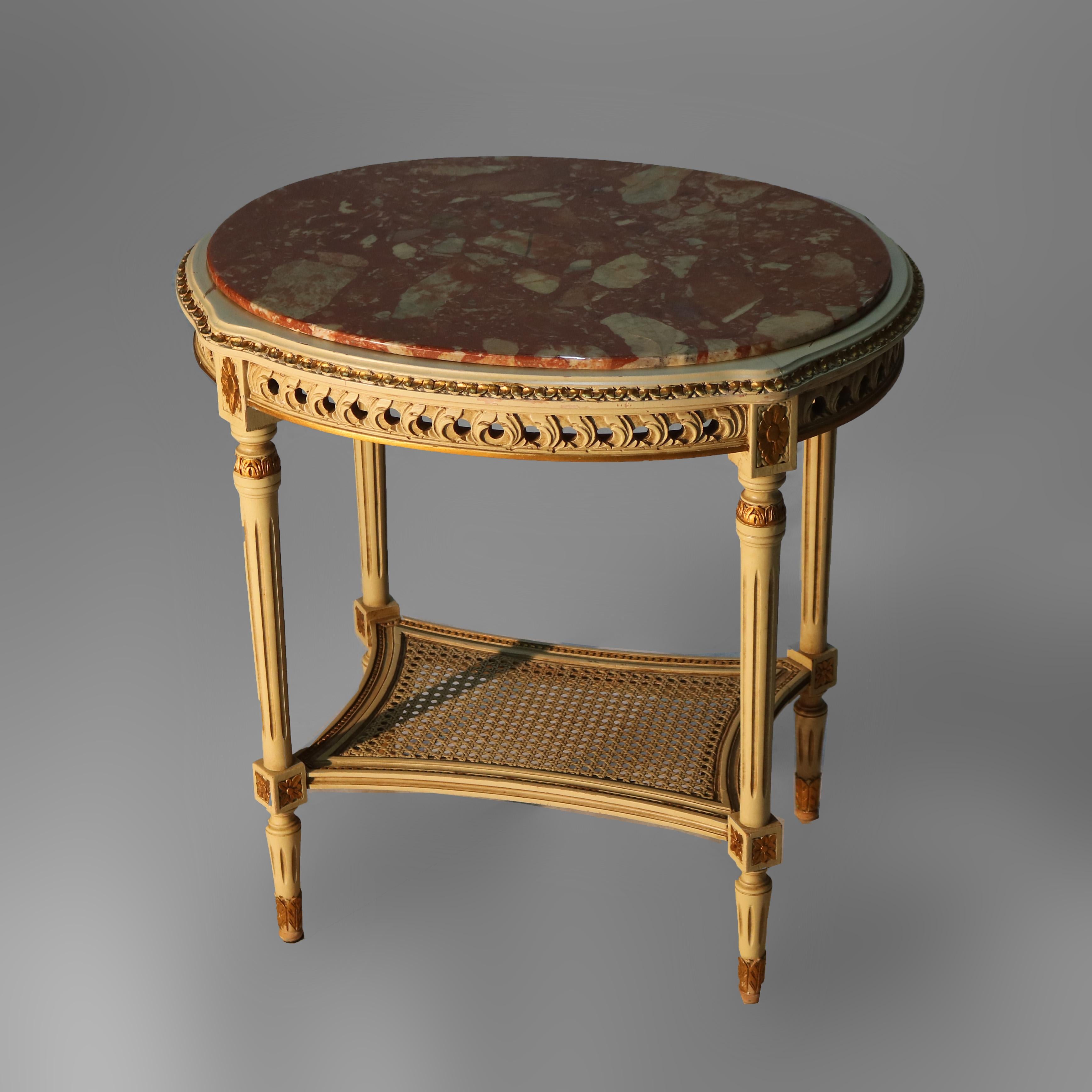 Antique French Louis XVI Gilt Wood & Rouge Marble Stand c1930 en Bueno estado para la venta en Big Flats, NY