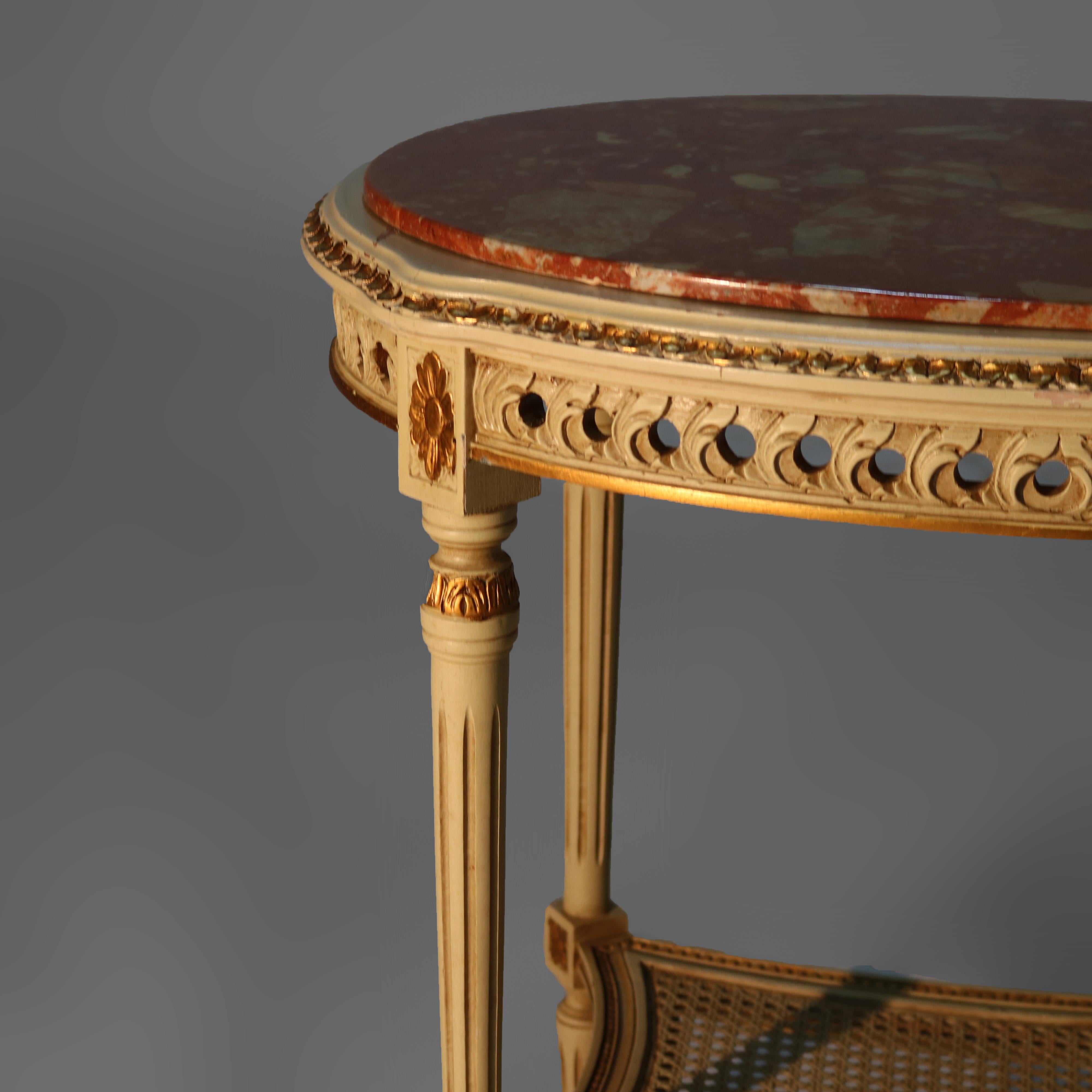 Antique French Louis XVI Gilt Wood & Rouge Marble Stand c1930 siglo XX en venta