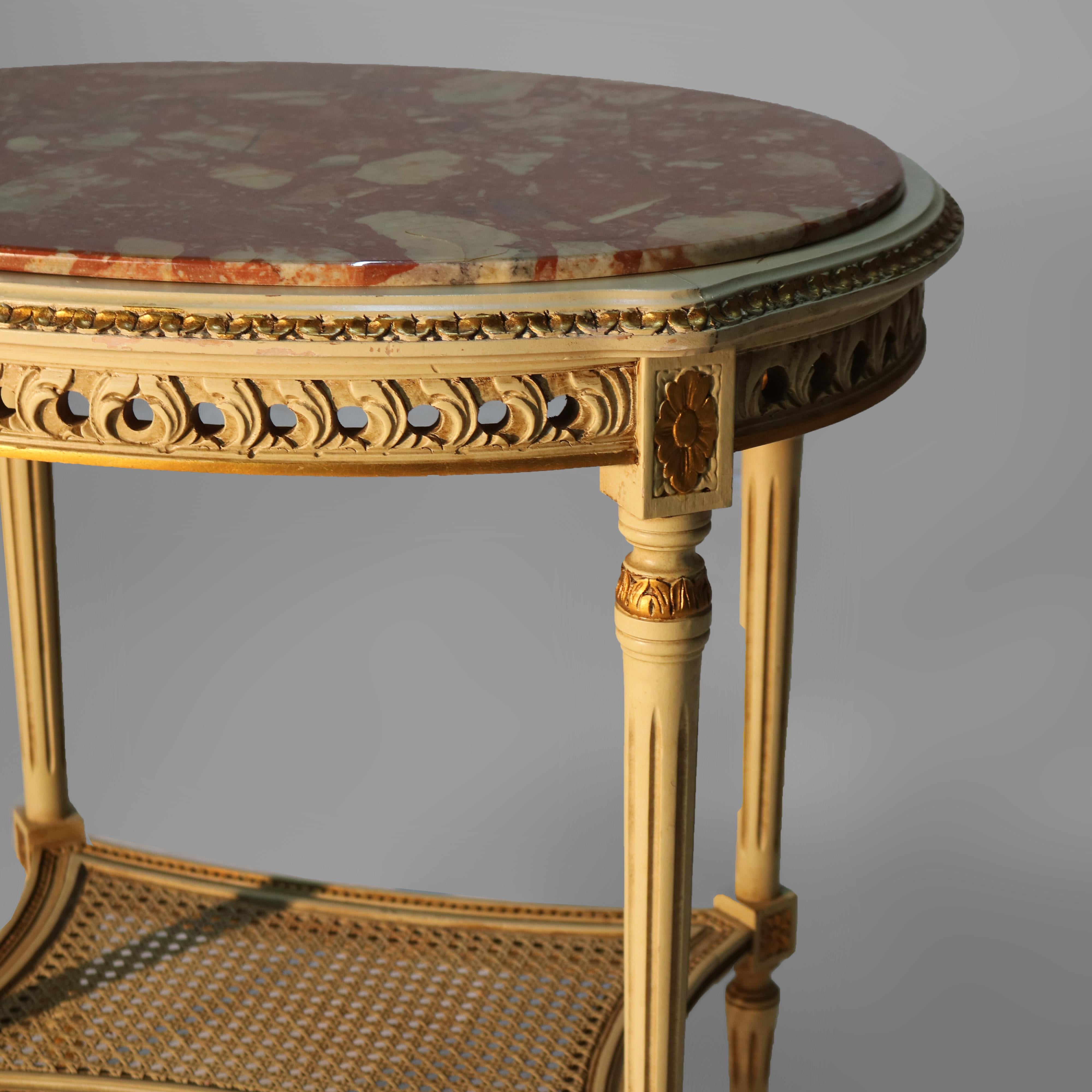 Antique French Louis XVI Gilt Wood & Rouge Marble Stand c1930 en venta 1