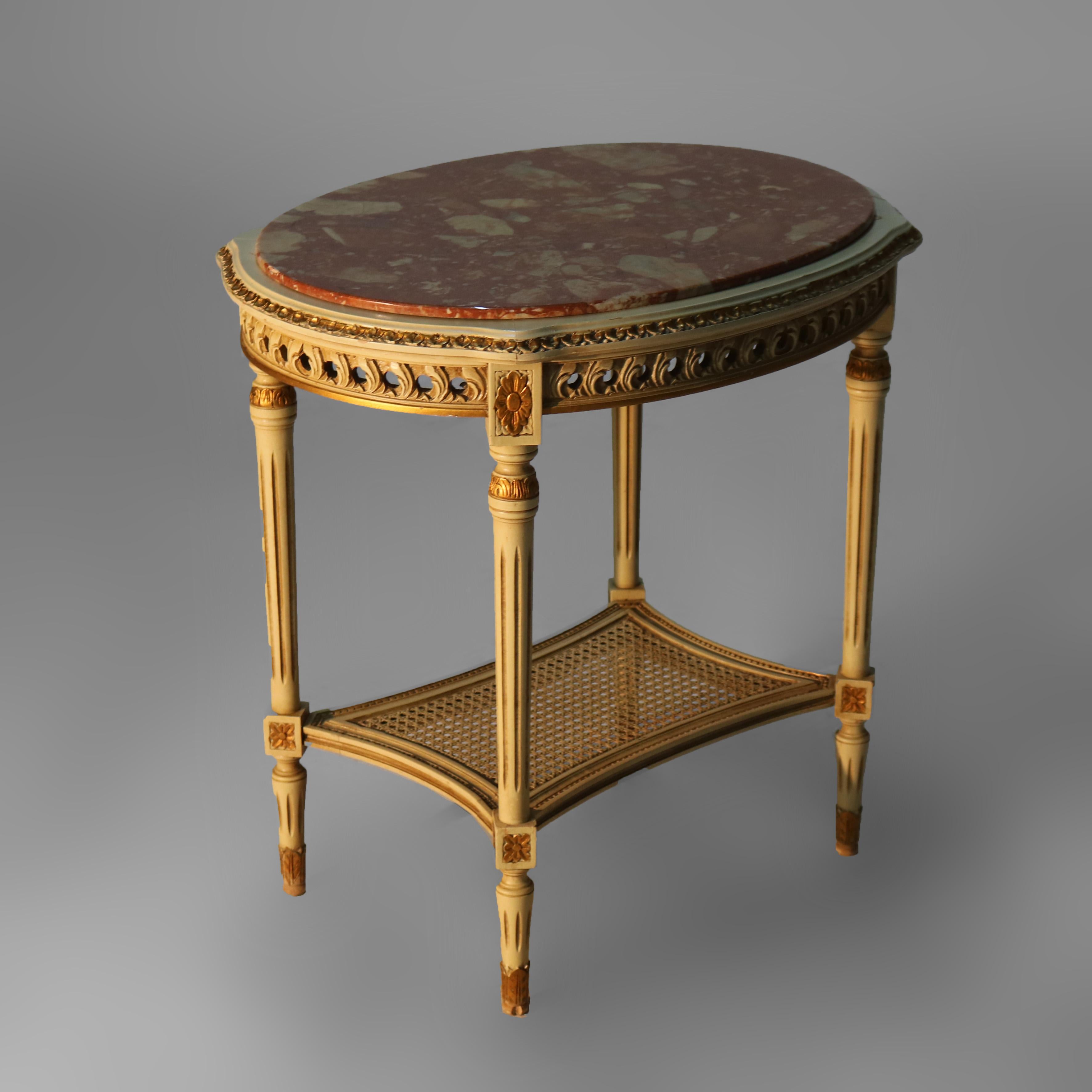 Antique French Louis XVI Gilt Wood & Rouge Marble Stand c1930 en venta 3