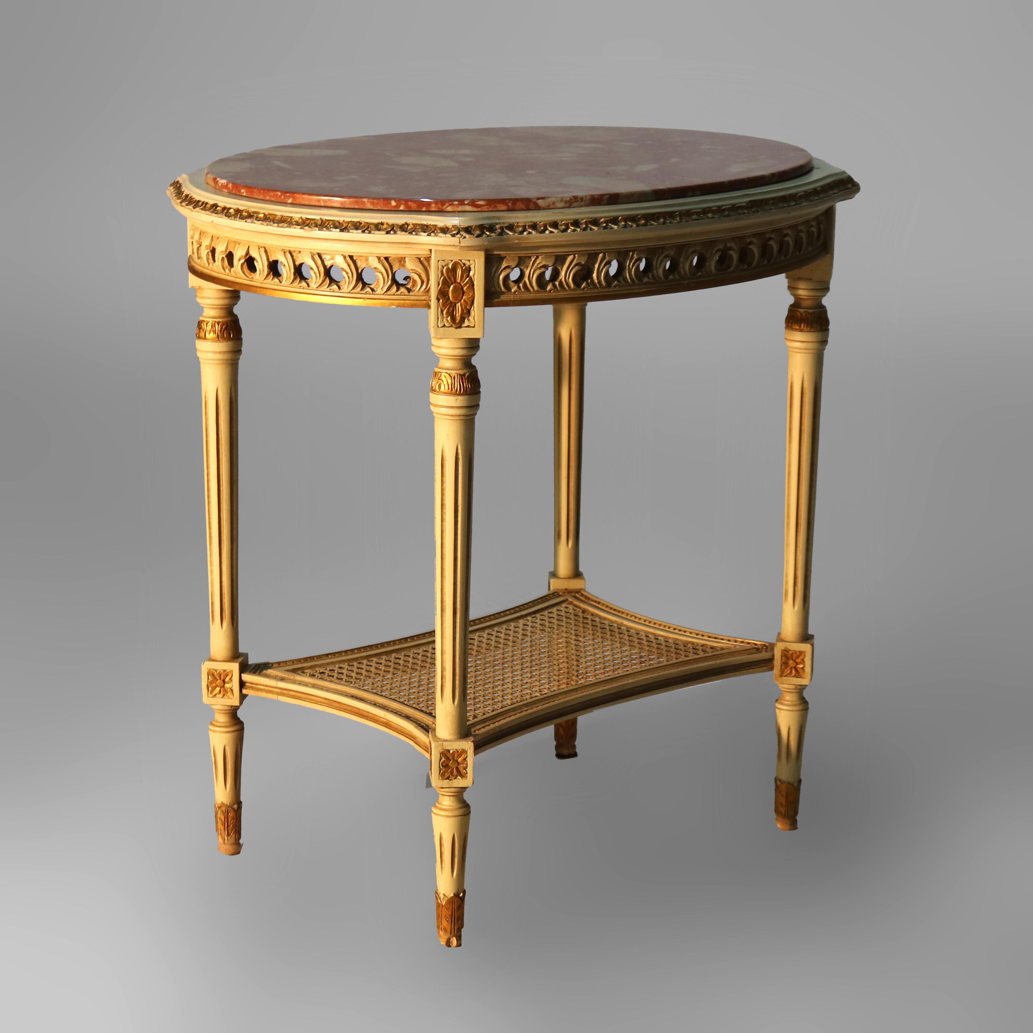 Antique French Louis XVI Gilt Wood & Rouge Marble Stand c1930 en venta 4