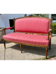 Antique French Louis XVI Giltwood Sofa Settee, 19th Century