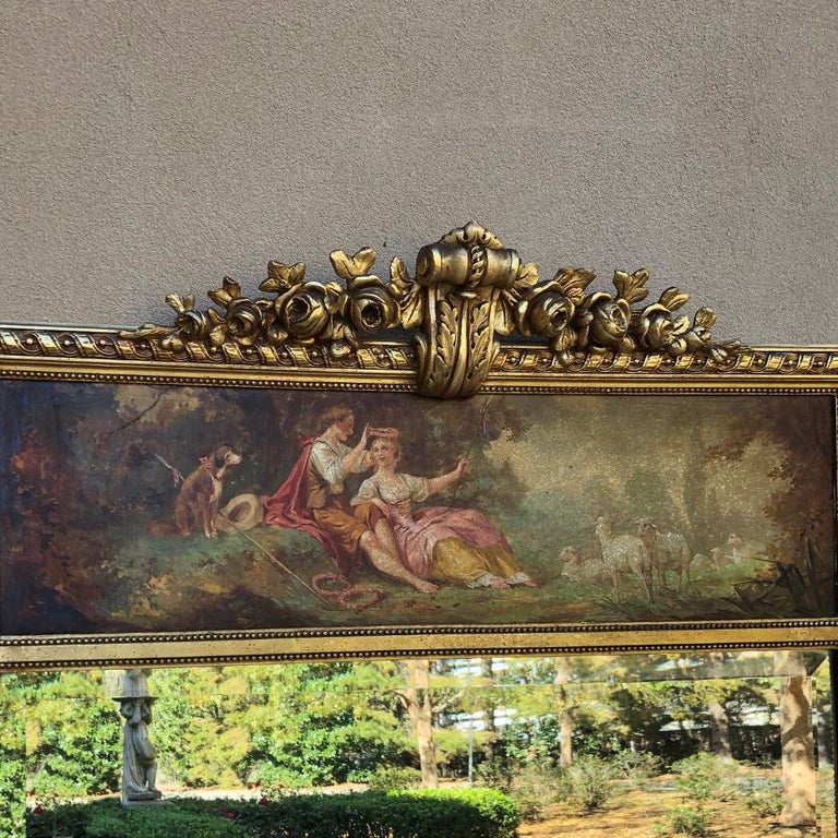 20th Century Antique French Louis XVI Giltwood Trumeau For Sale