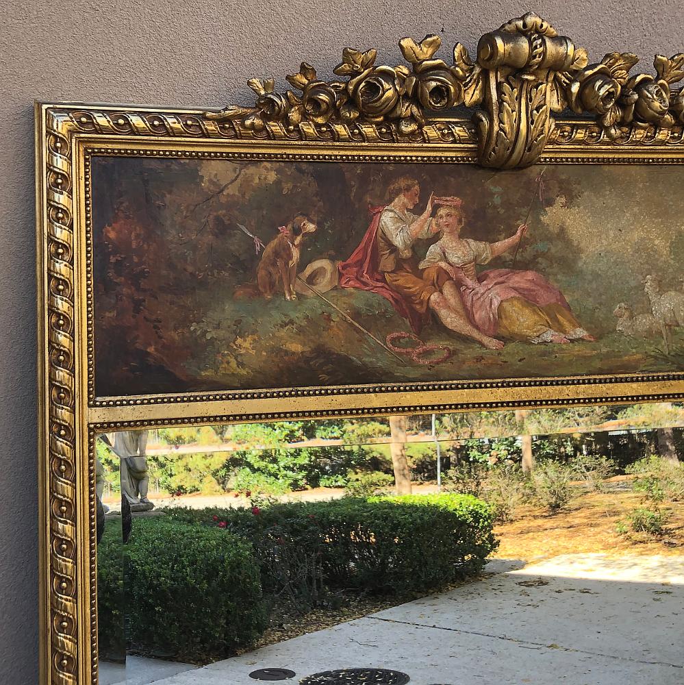Antiker französischer Louis XVI-Trumeau aus vergoldetem Holz, Louis XVI im Zustand „Gut“ im Angebot in Dallas, TX