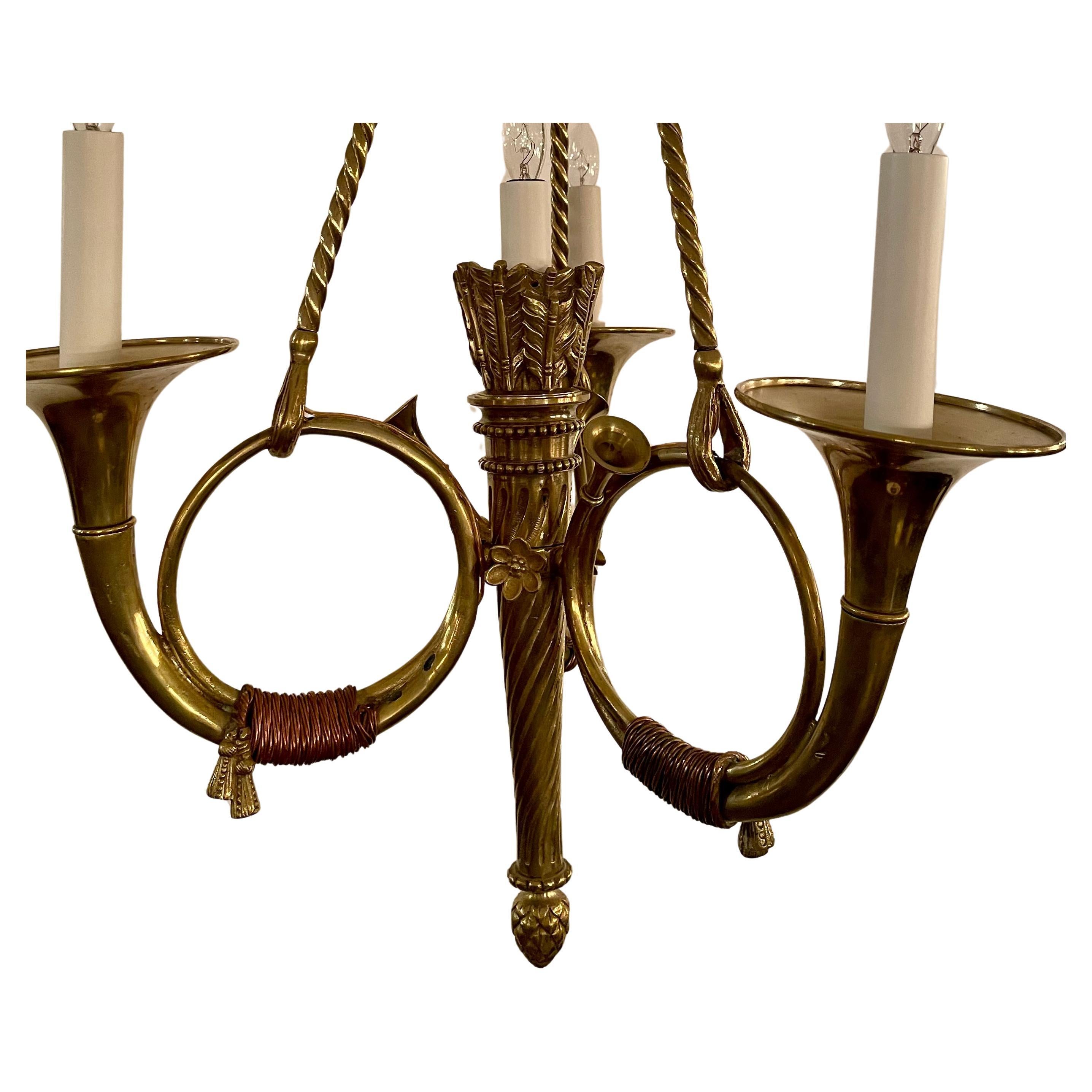19th Century Antique French Louis XVI Gold Bronze Chandelier, Circa 1890. For Sale