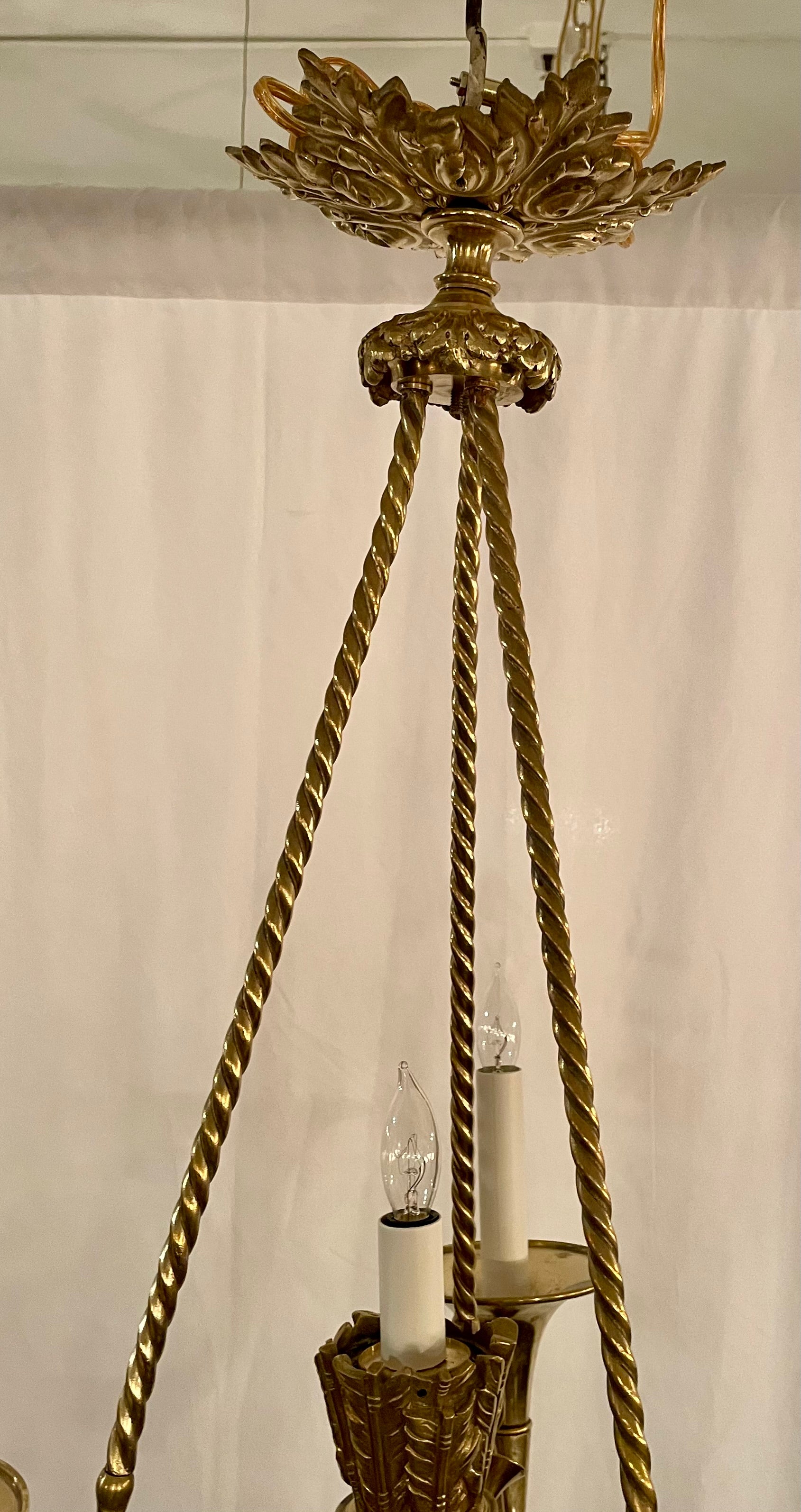 Antique French Louis XVI Gold Bronze Chandelier, Circa 1890. For Sale 2