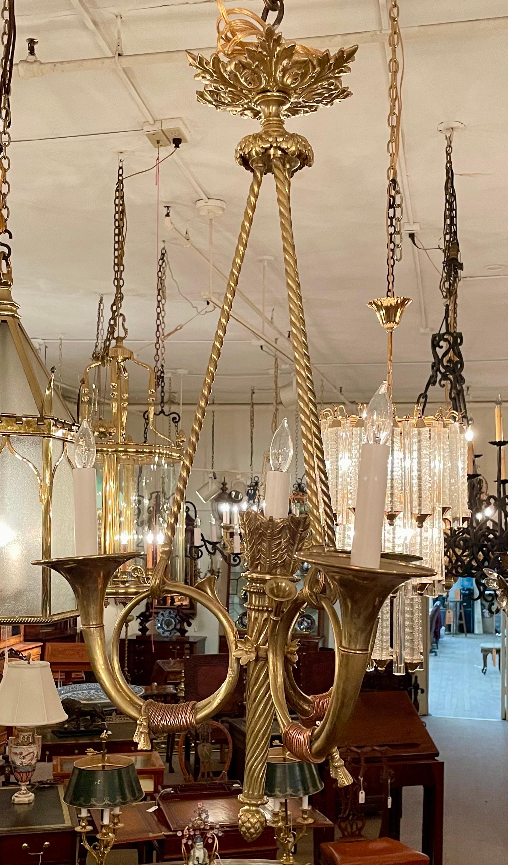Antique French Louis XVI Gold Bronze Chandelier, Circa 1890. For Sale 3