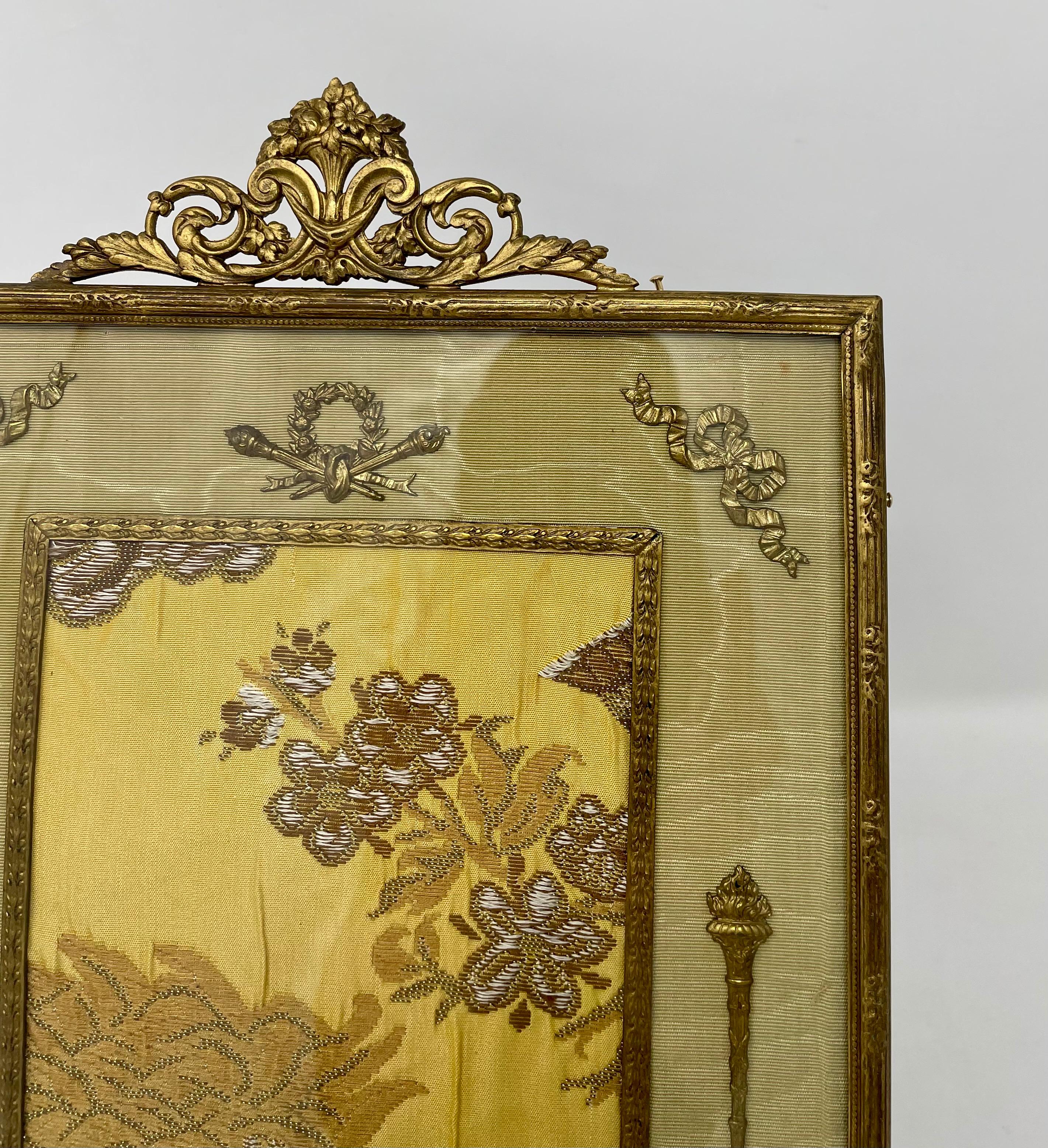 20th Century Antique French Louis XVI Gold Bronze Desktop Picture Frame, Circa 1890s-1910
