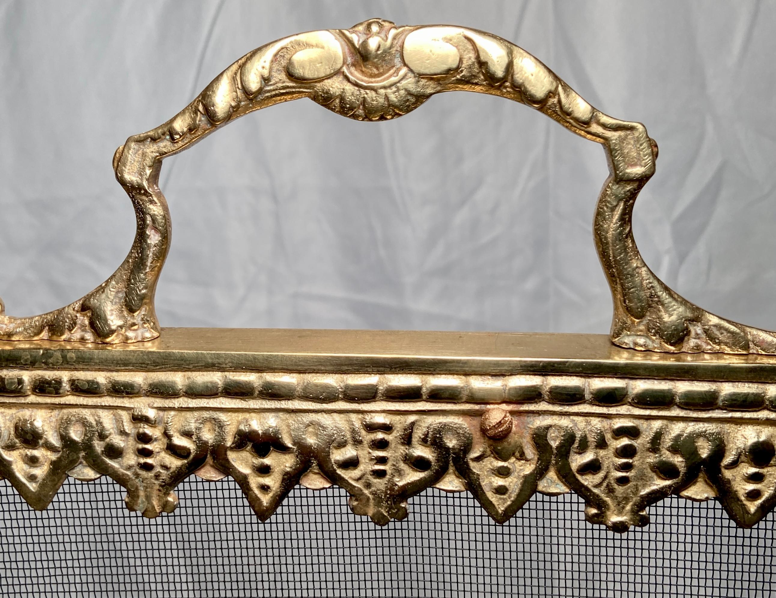 Antique French Louis XVI Gold Bronze Fire Screen, Circa 1880. In Good Condition In New Orleans, LA