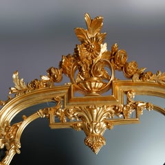Antique French Louis XVI Gold Giltwood Marble-Top Console with Mirror