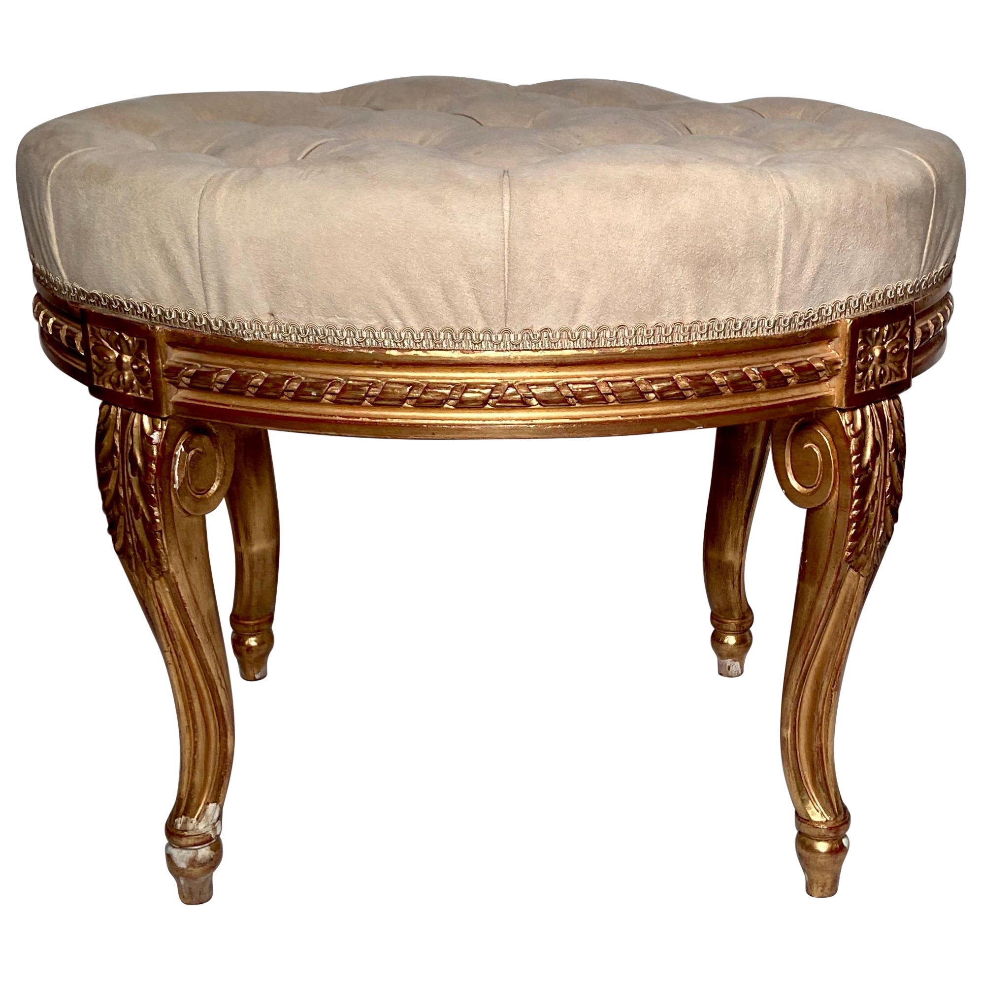 Antique French Louis XVI Gold Leaf Bench, circa 1890