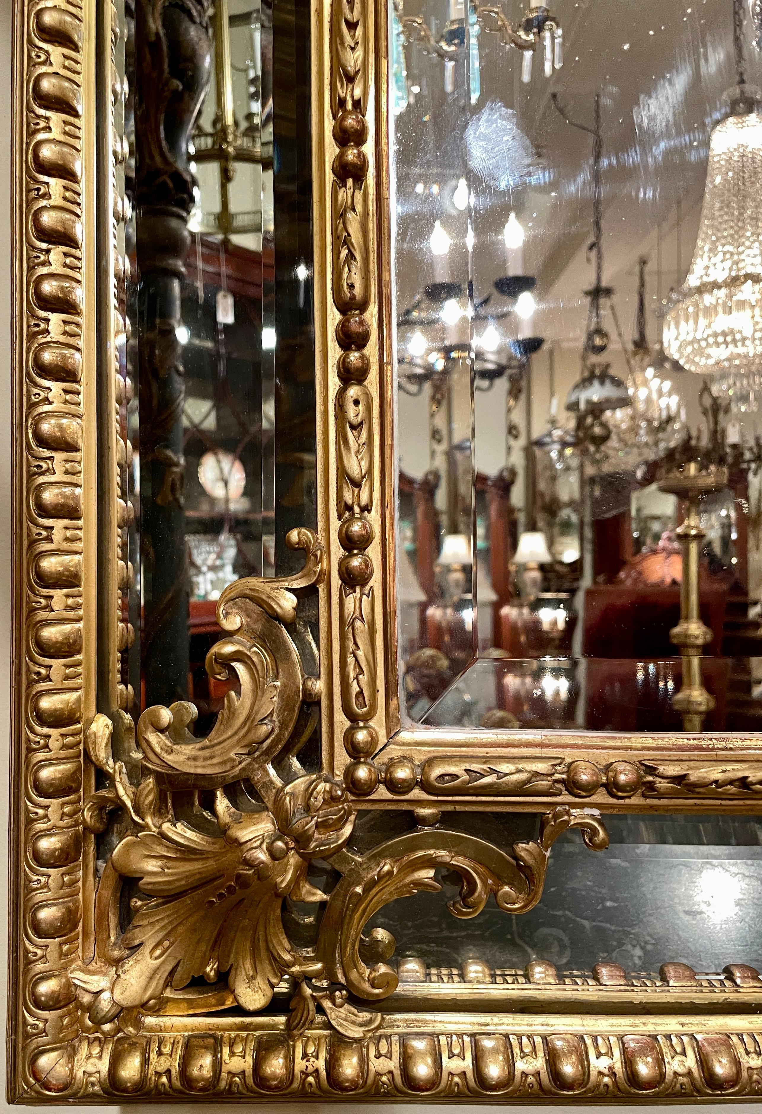 Antique French Louis XVI Gold Leaf Beveled Mirror, circa 1890 For Sale 1